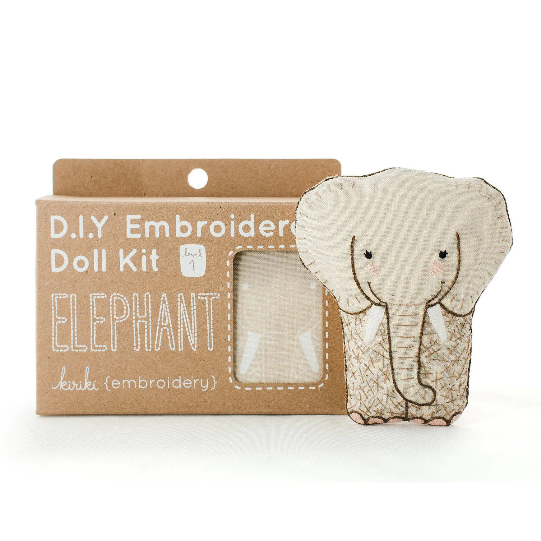 Hand Embroidered Plushie Doll Kit - Elephant - Image 2