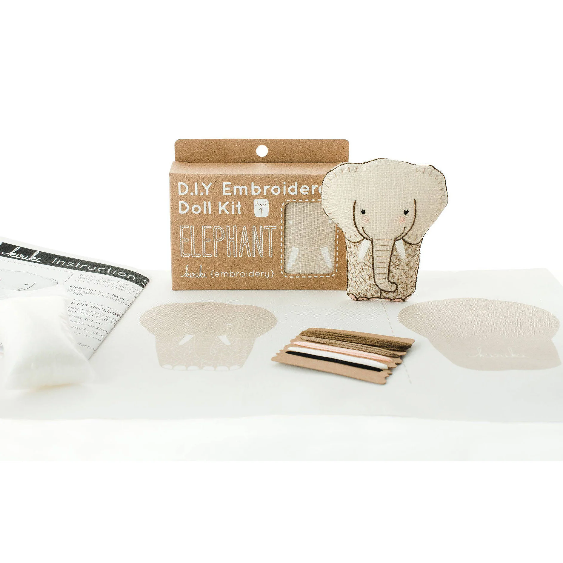 Hand Embroidered Plushie Doll Kit - Elephant - Image 3