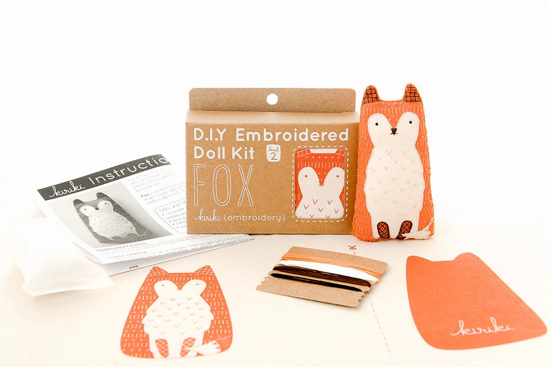 Hand Embroidered Plushie Doll Kit - Fox - Image 3