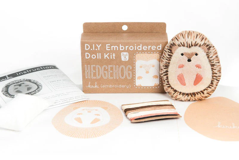 Hand Embroidered Plushie Doll Kit - Hedgehog - Image 3