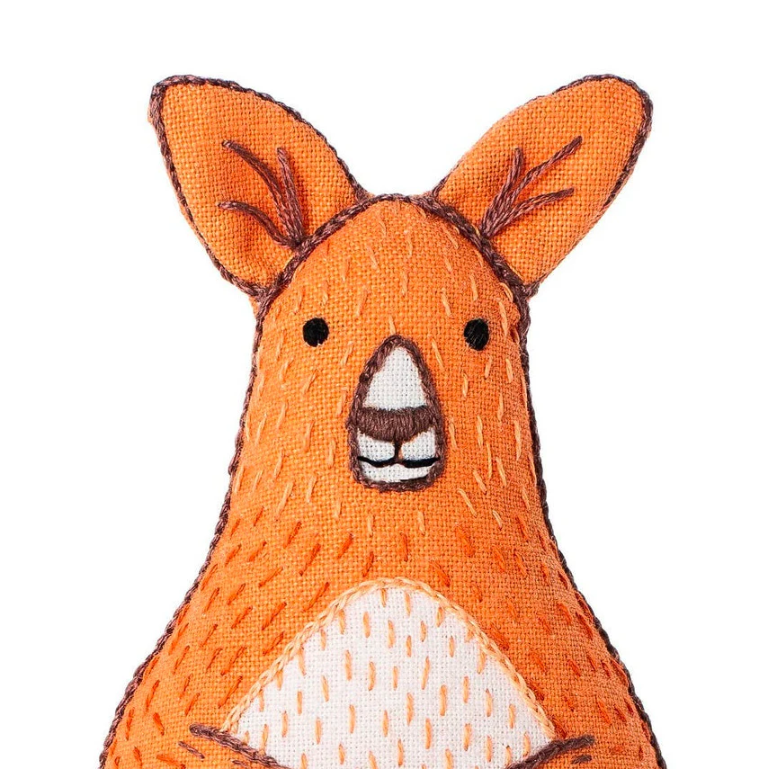 Hand Embroidered Plushie Doll Kit - Kangaroo