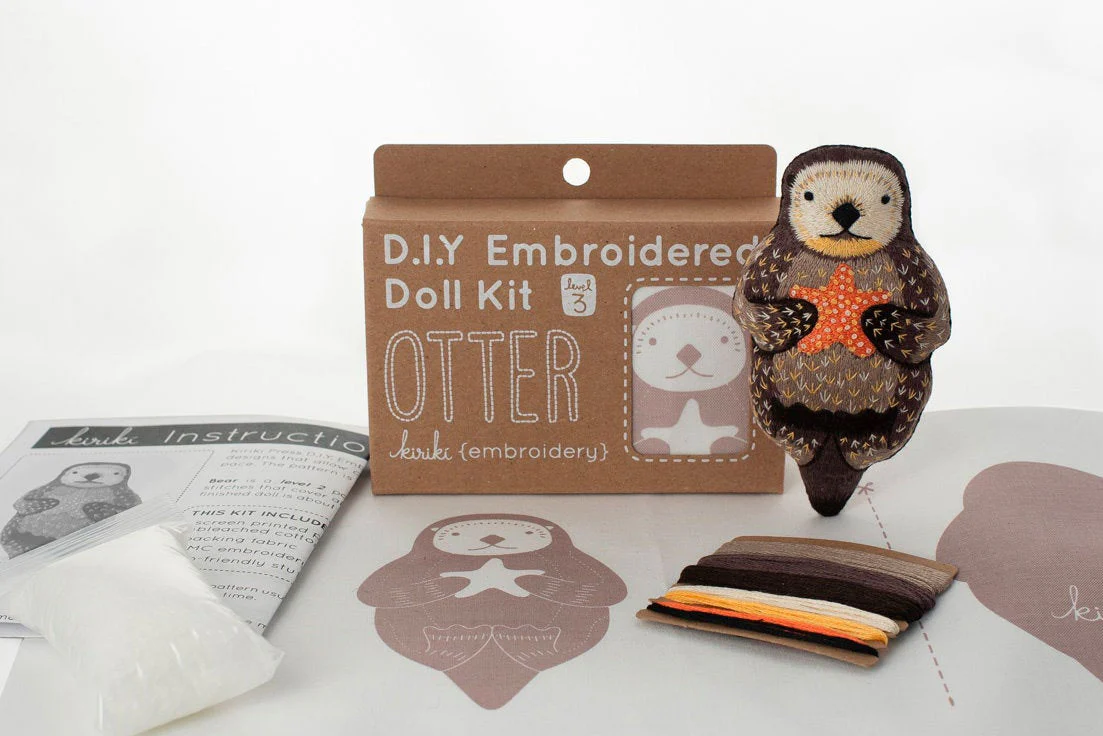 Hand Embroidered Plushie Doll Kit - Otter - Image 3