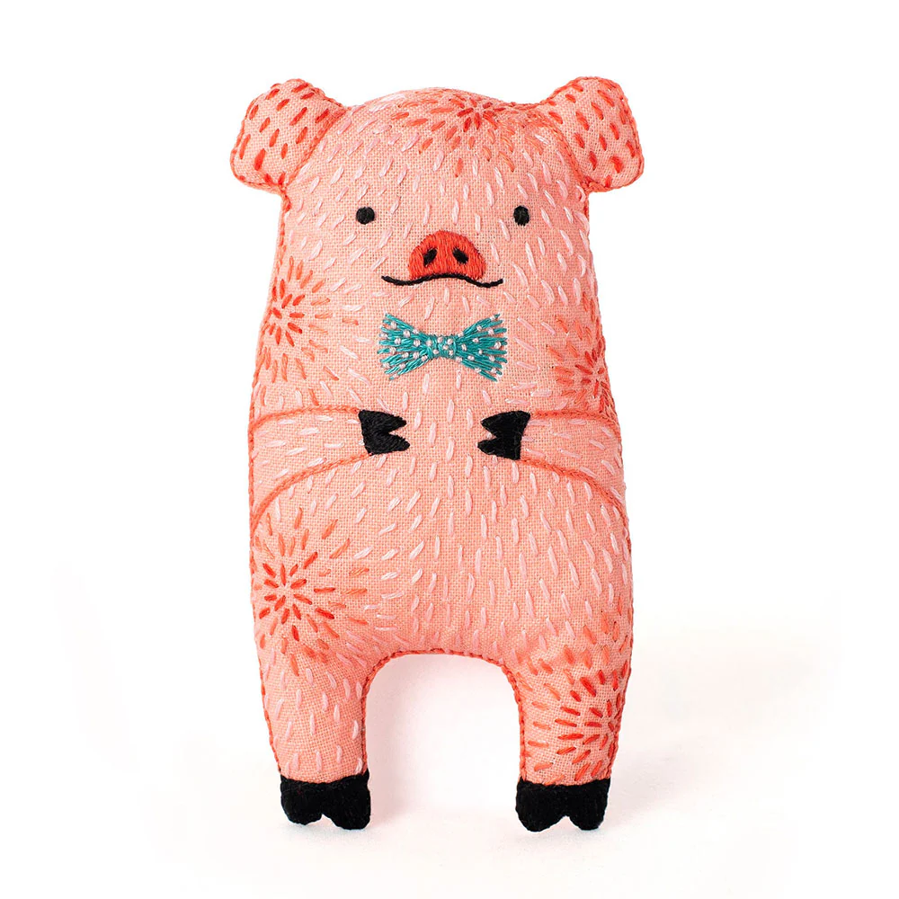 Hand Embroidered Plushie Doll Kit - Pig - Image 2