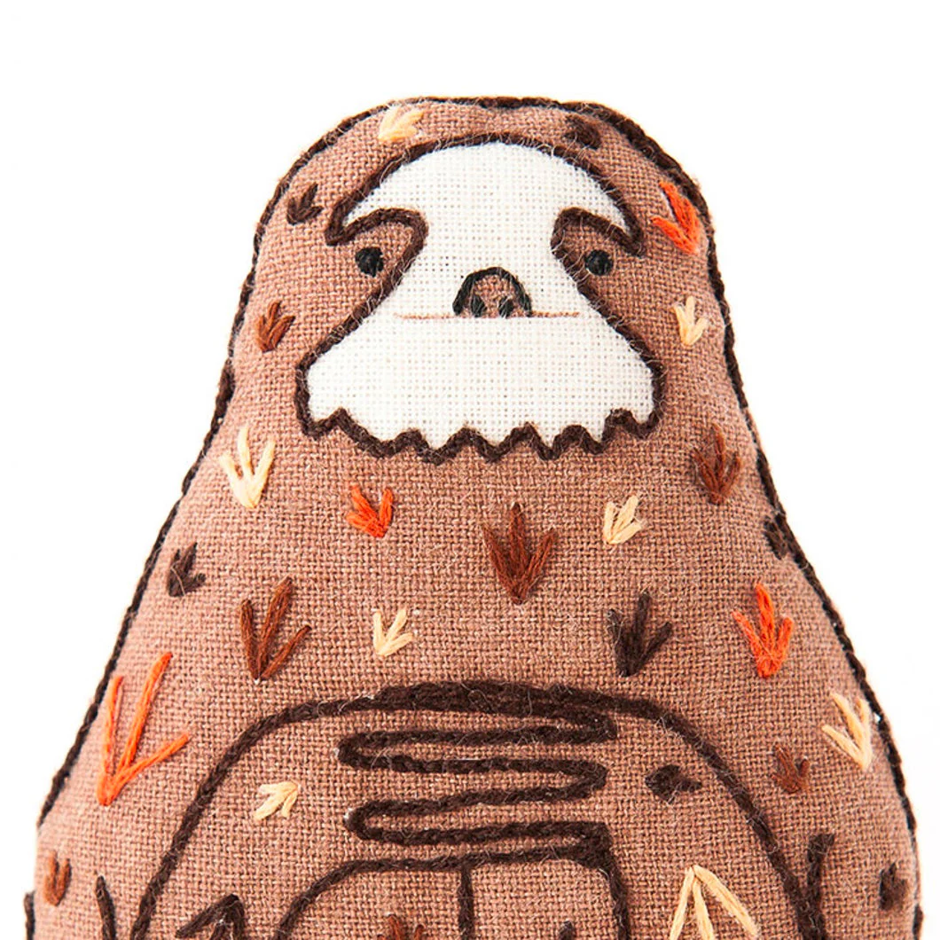 Hand Embroidered Plushie Doll Kit - Sloth