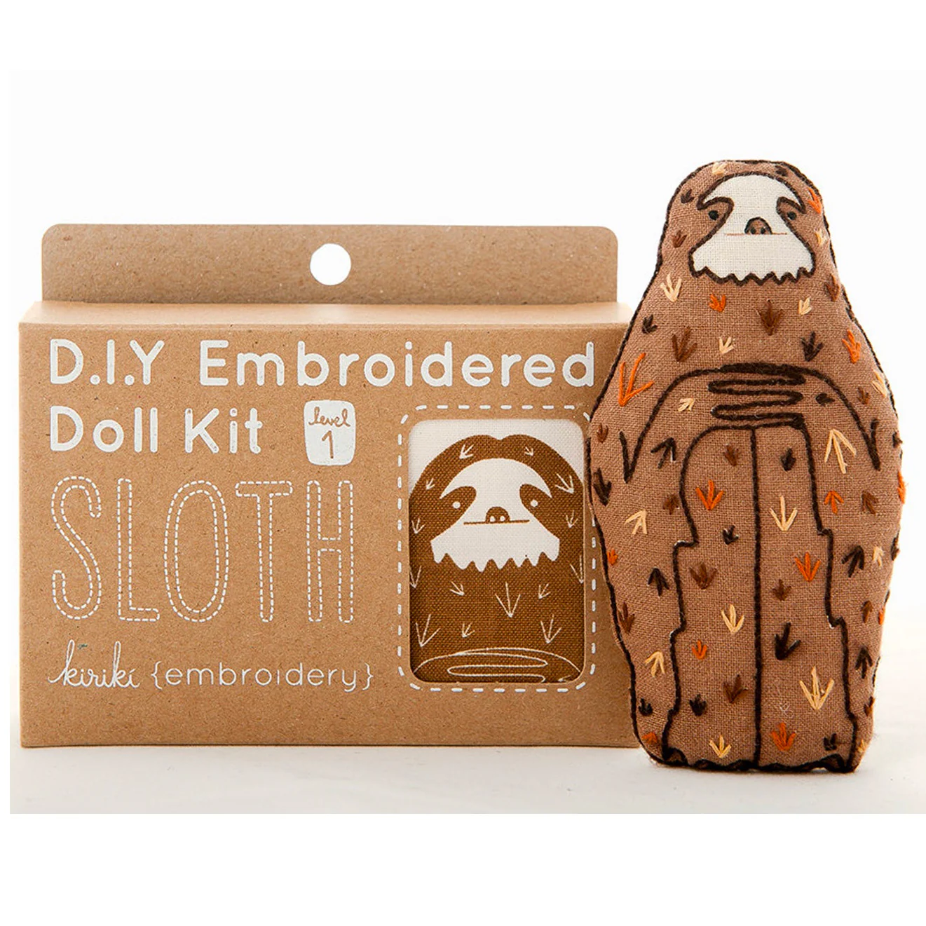 Hand Embroidered Plushie Doll Kit - Sloth - Image 2