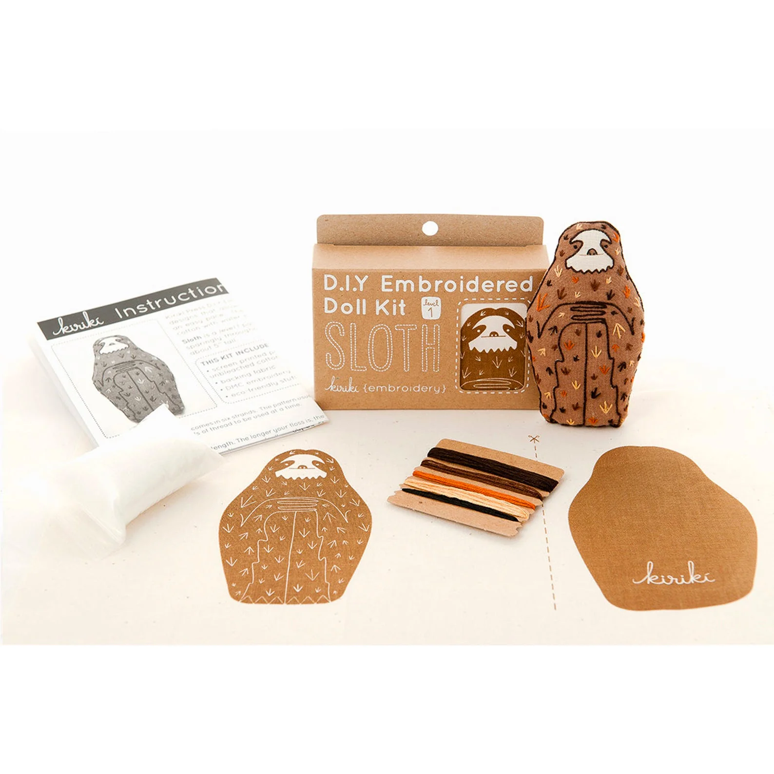 Hand Embroidered Plushie Doll Kit - Sloth - Image 3