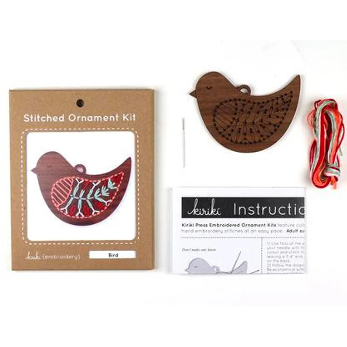 Hand Embroidered Wood Ornament Kit - Bird - Image 3