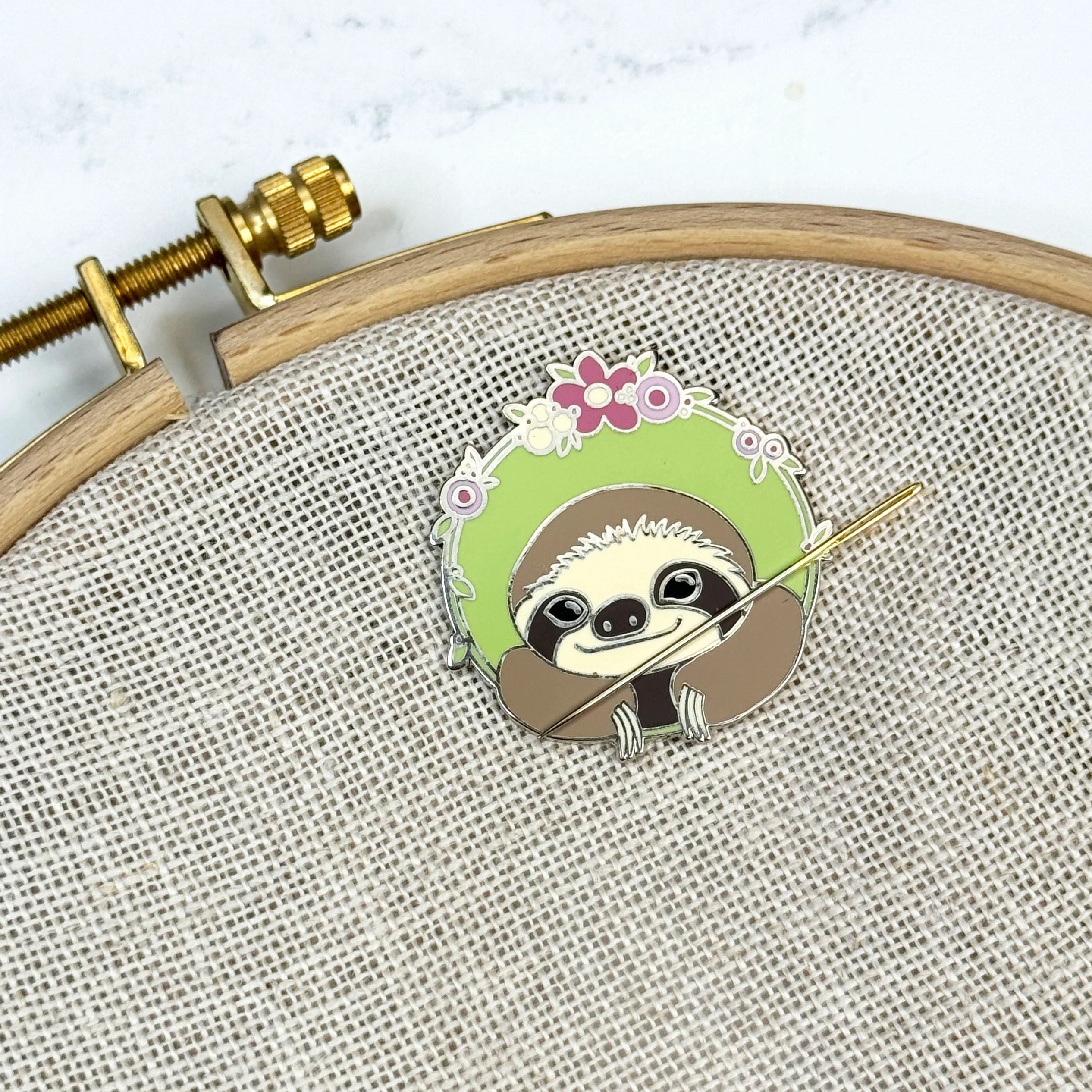 Happy Sloth Enamel Needle Minder - Image 3