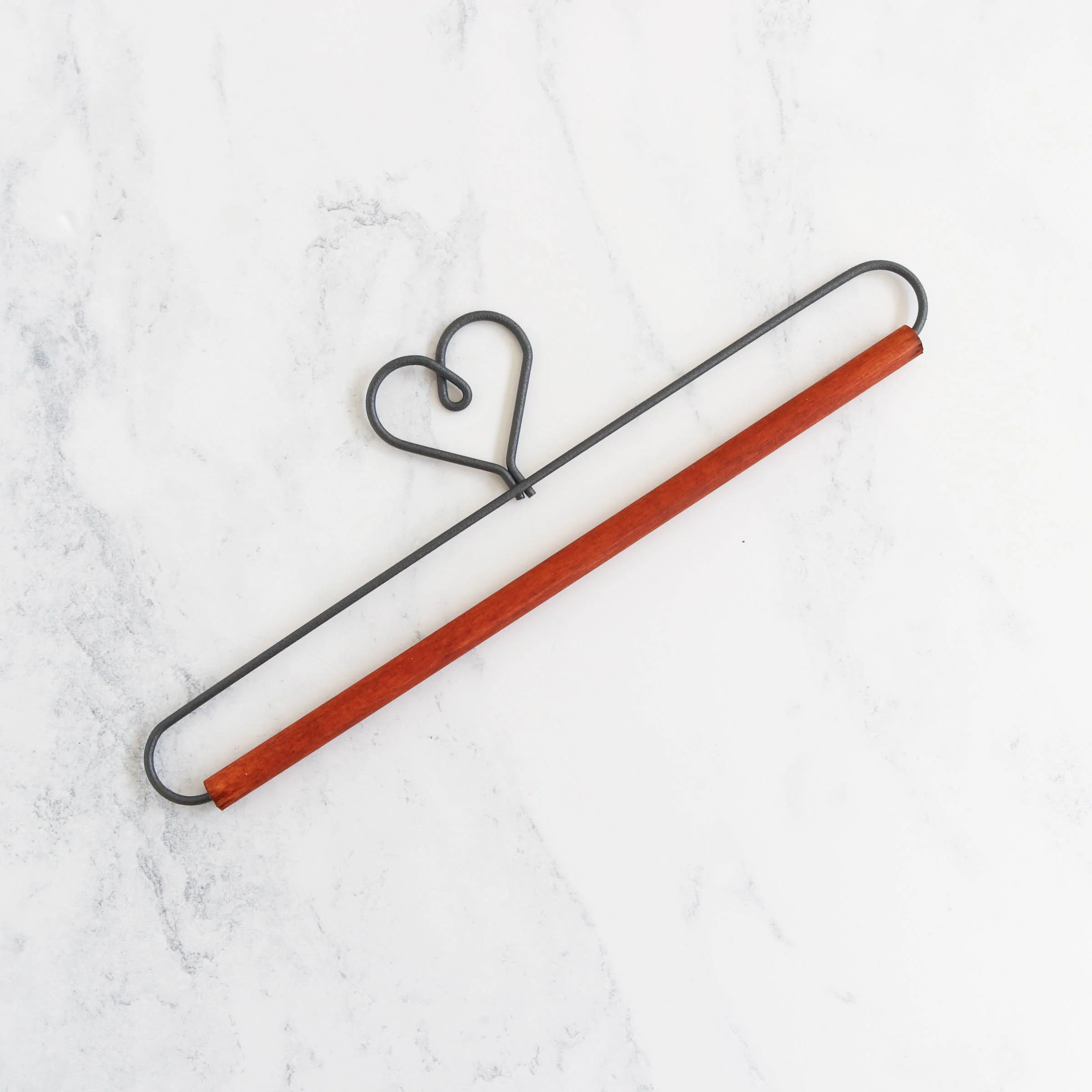 Heart Needlework Hanger with Wooden Dowel -7-1/2"