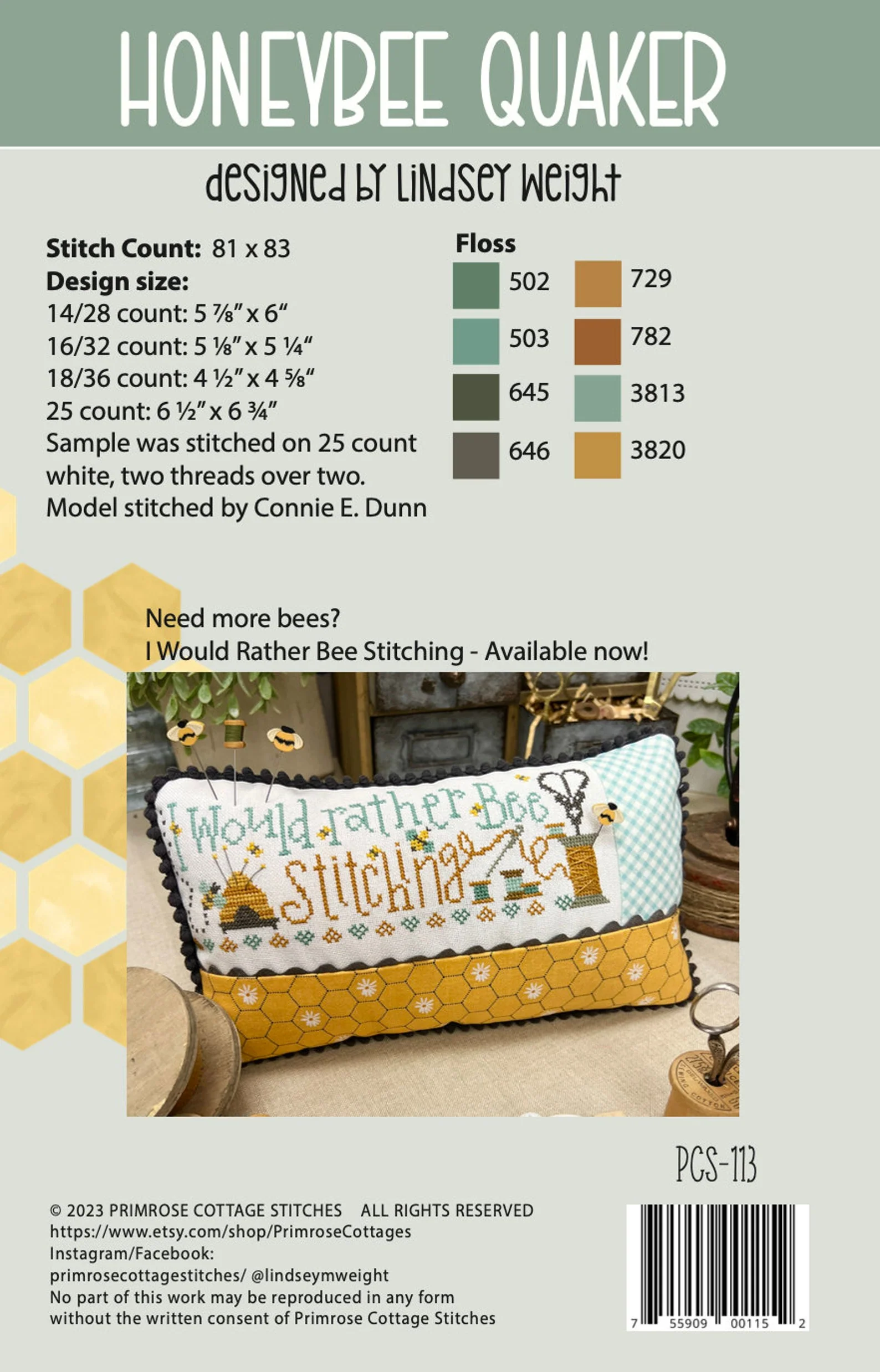 Honeybee Quaker Cross Stitch Pattern - Image 3