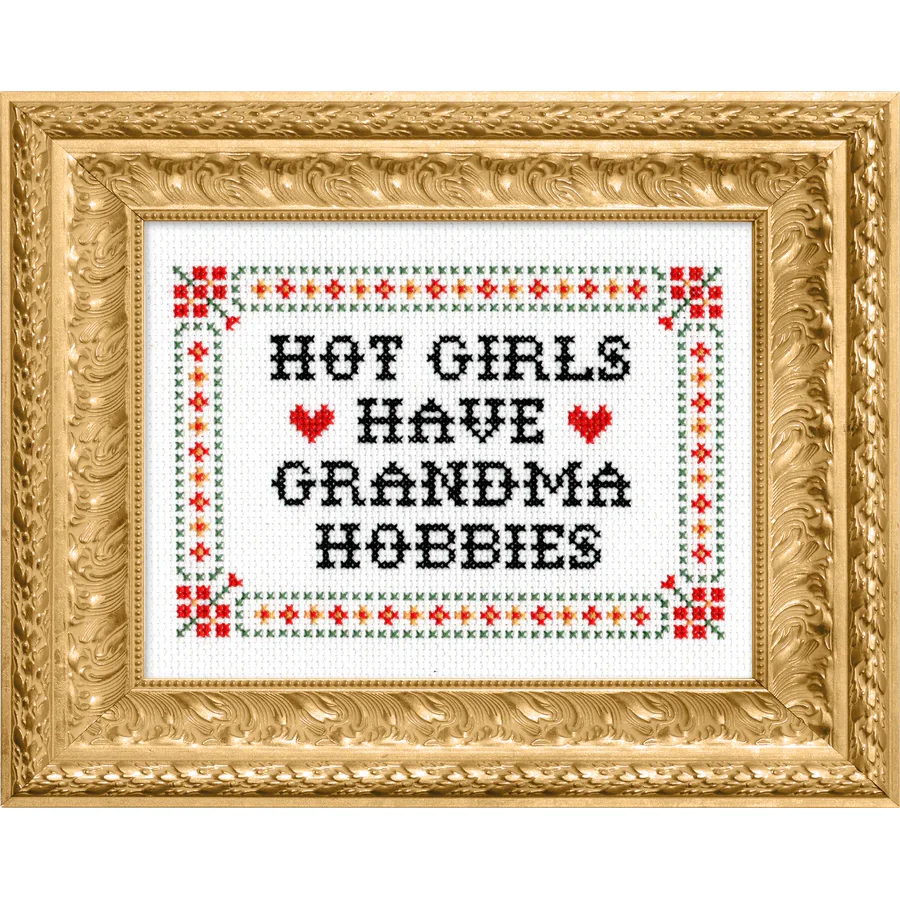 Hot Girls Have Grandma Hobbies Deluxe Cross Stitch Kit