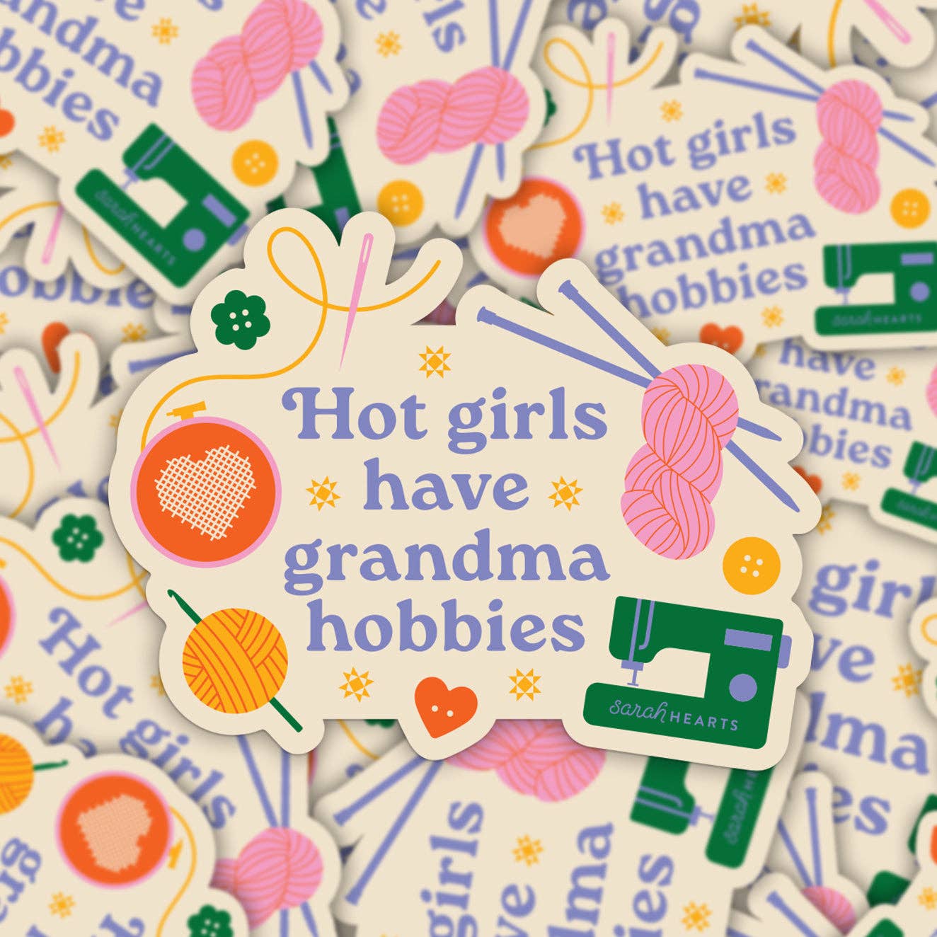 Hot Girls Have Grandma Hobbies Sticker - Image 3