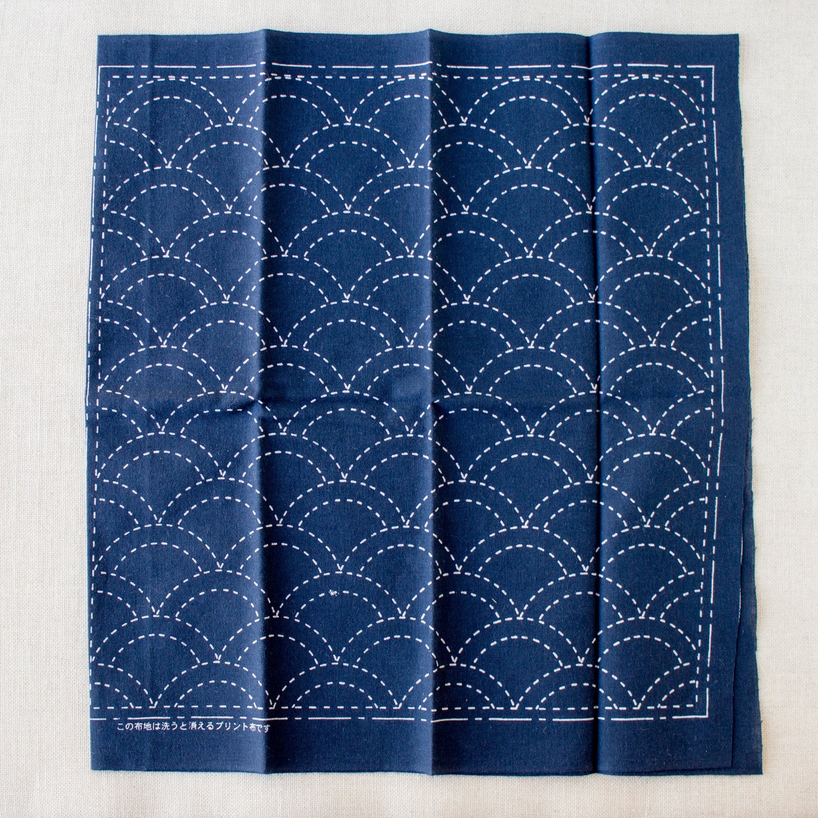 Japanese Sashiko Navy Blue Sampler Cloth - Waves - Image 2