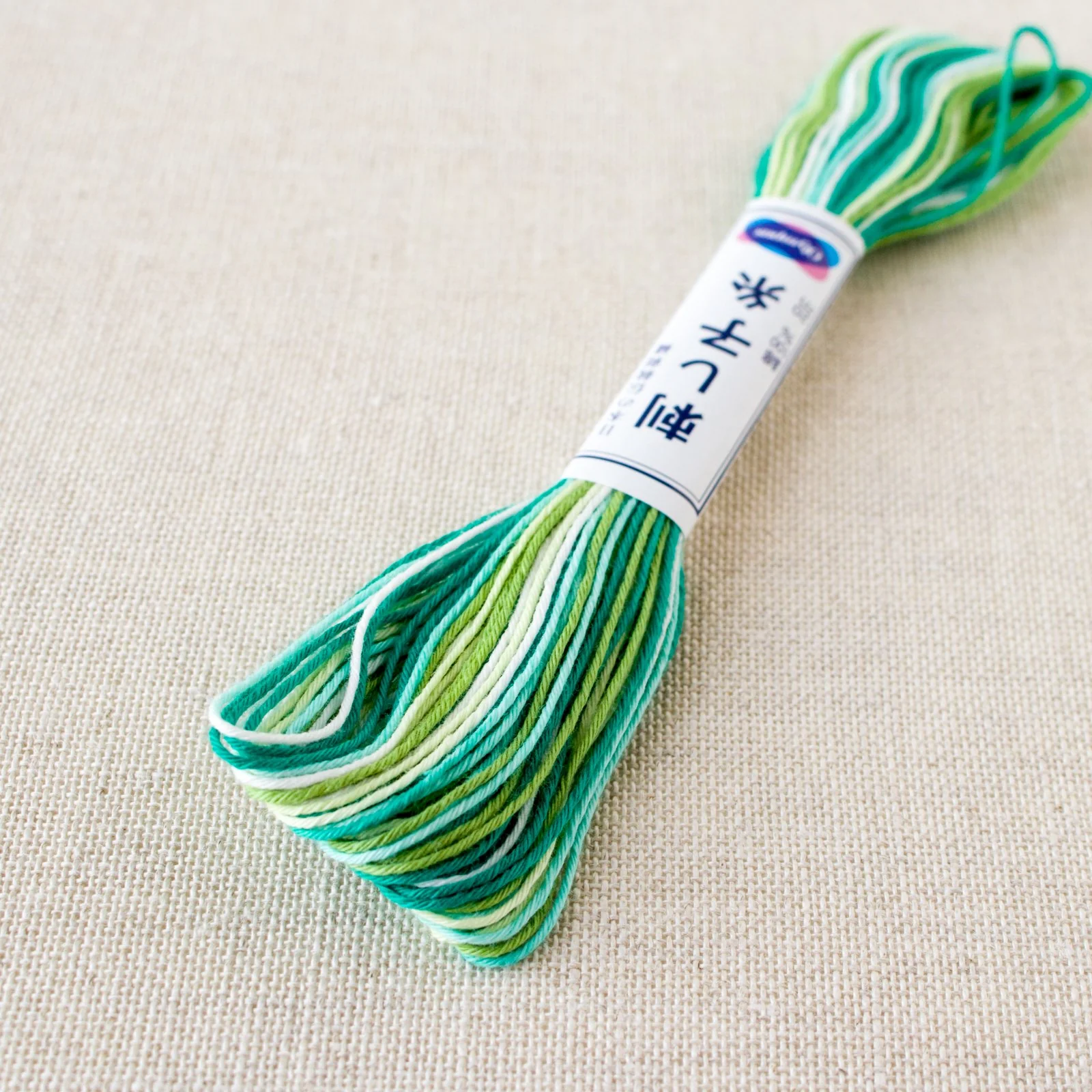 Japanese Sashiko Thread - Variegated Green White (#51) - Image 3