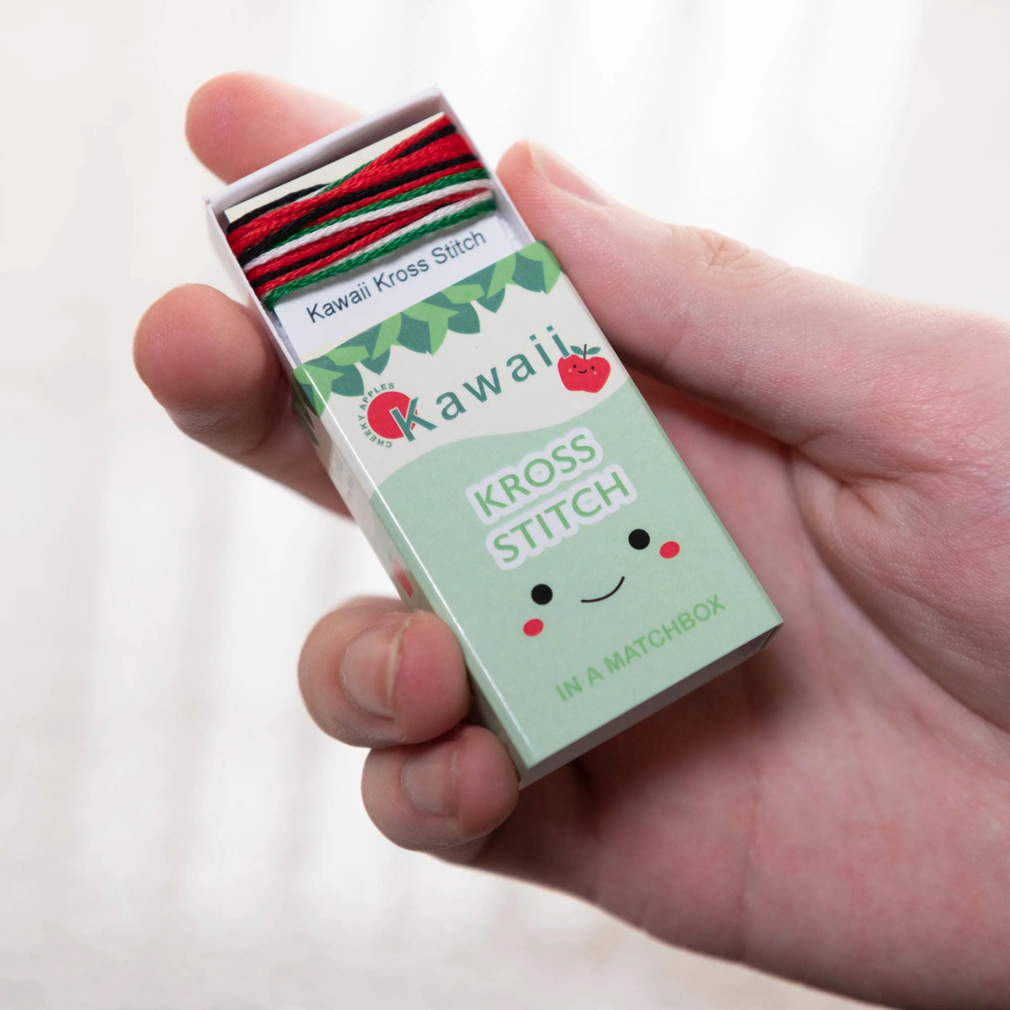 Kawaii Apple Mini Cross Stitch Kit In A Matchbox - Image 2