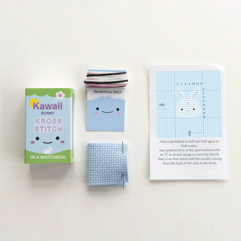 Kawaii Bunny Mini Cross Stitch Kit in a Matchbox - Image 3