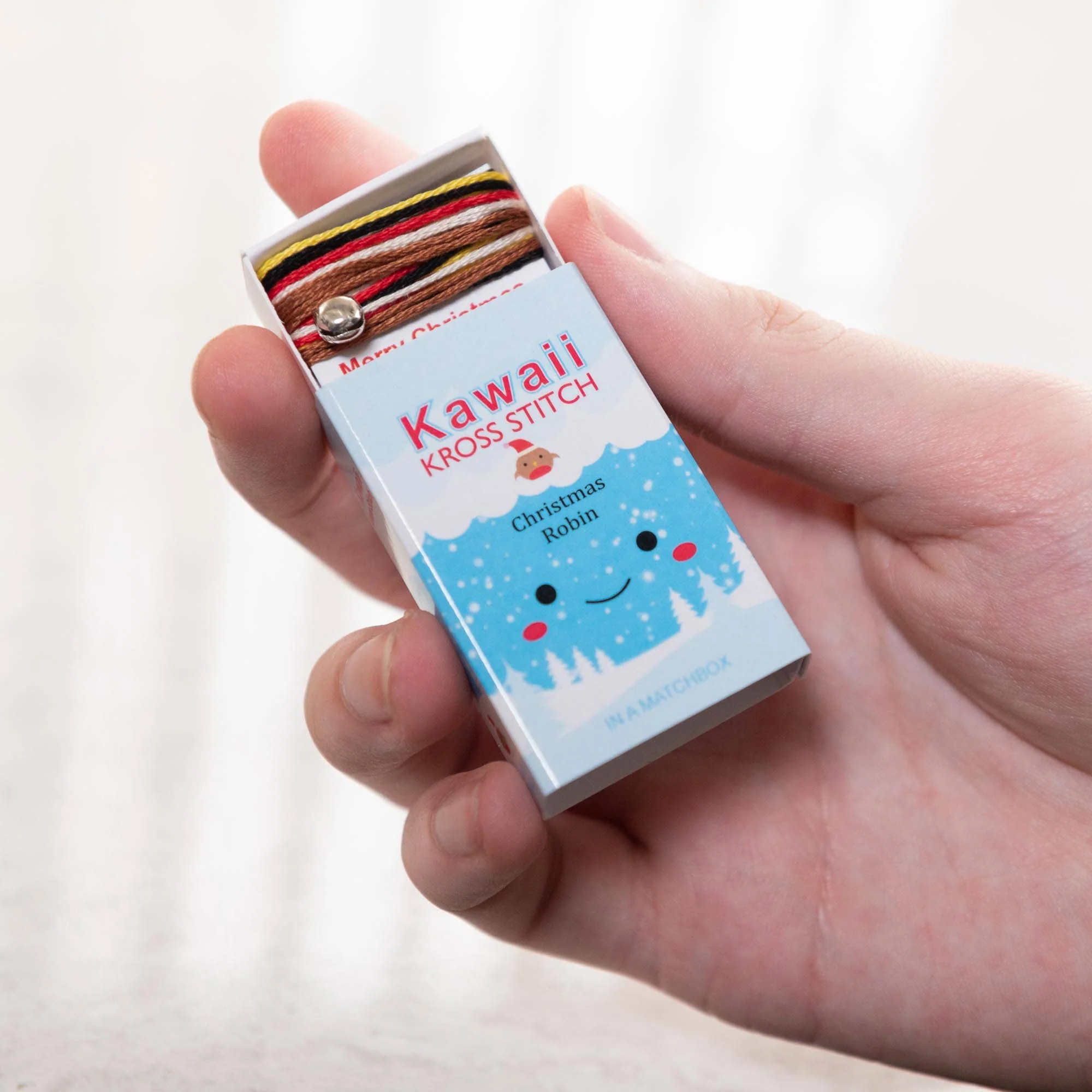 Kawaii Christmas Robin Cross Stitch Kit In A Matchbox - Image 2