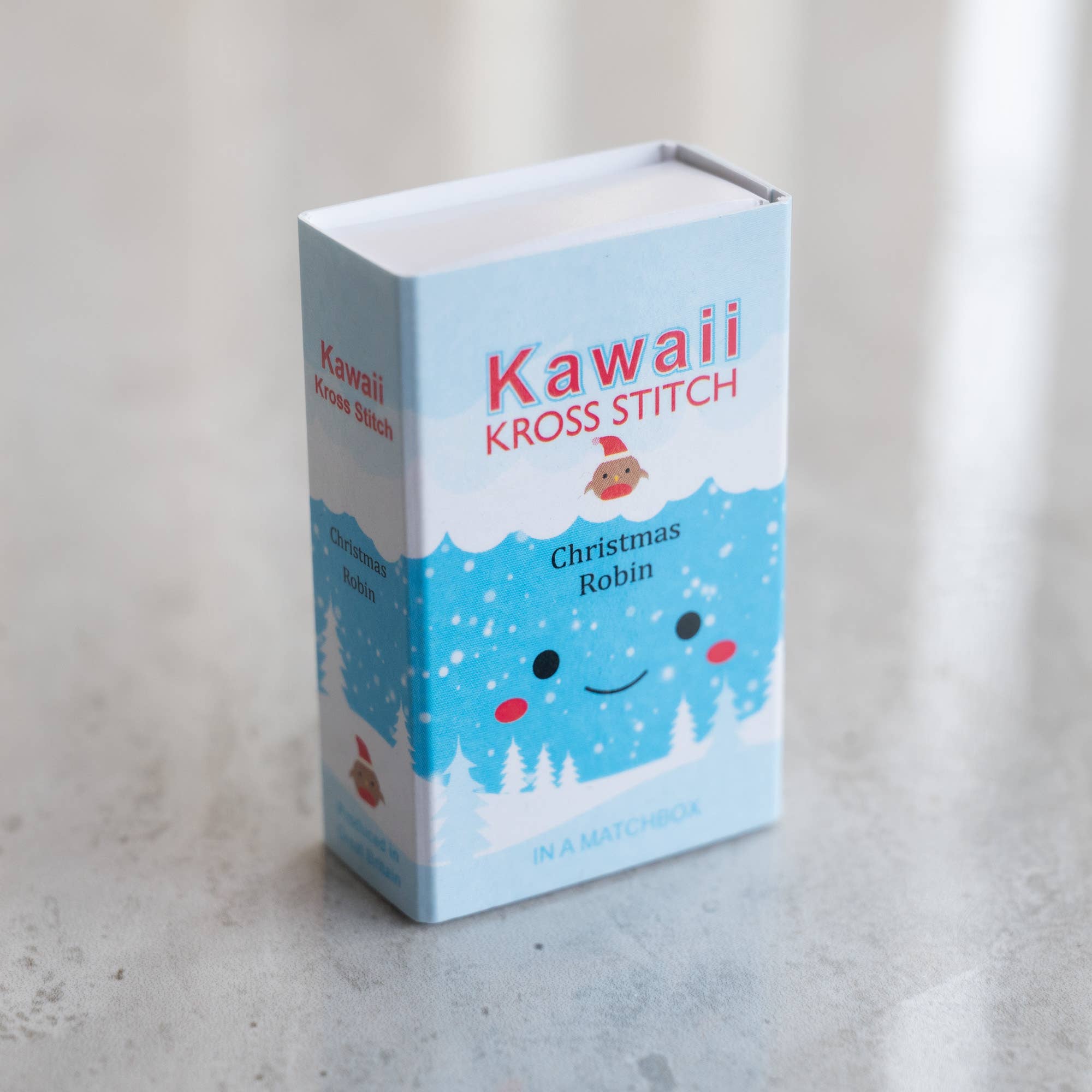 Kawaii Christmas Robin Cross Stitch Kit In A Matchbox - Image 5