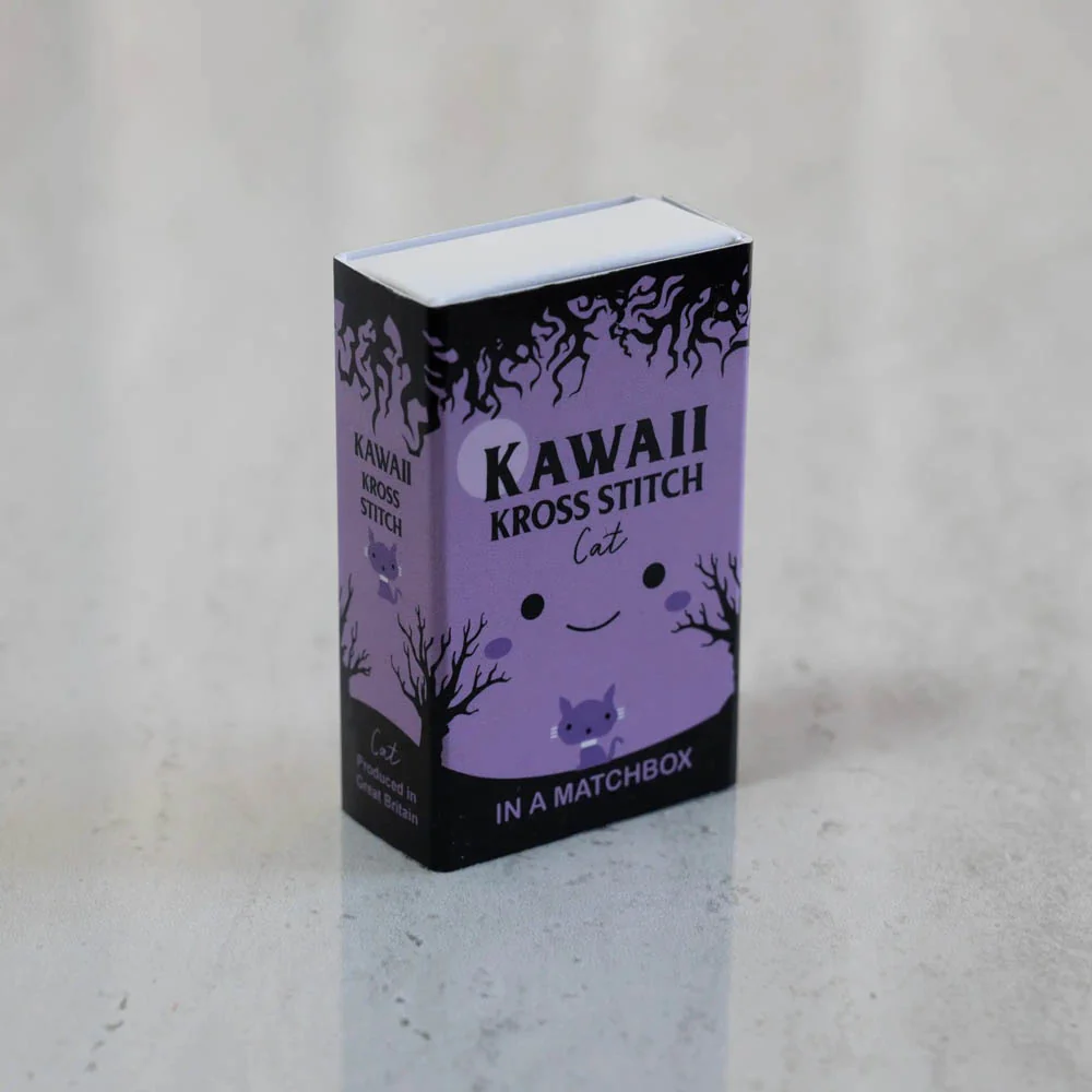 Kawaii Halloween Cat Mini Cross Stitch Kit in a Matchbox - Image 5
