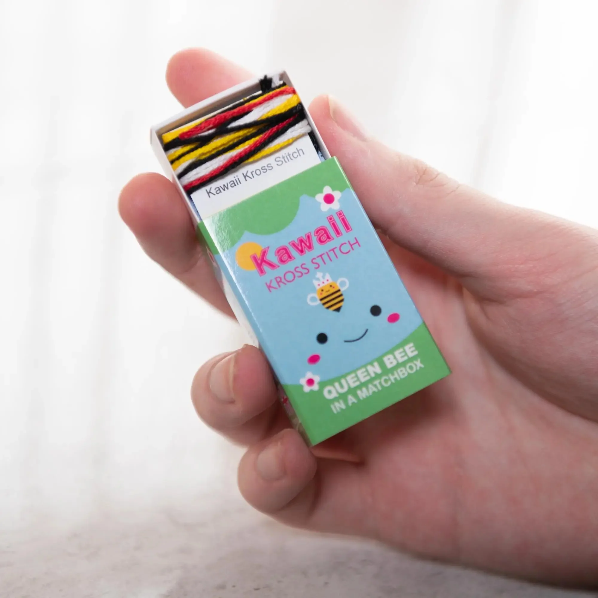 Kawaii Queen Bee Mini Cross Stitch Kit in a Matchbox - Image 3