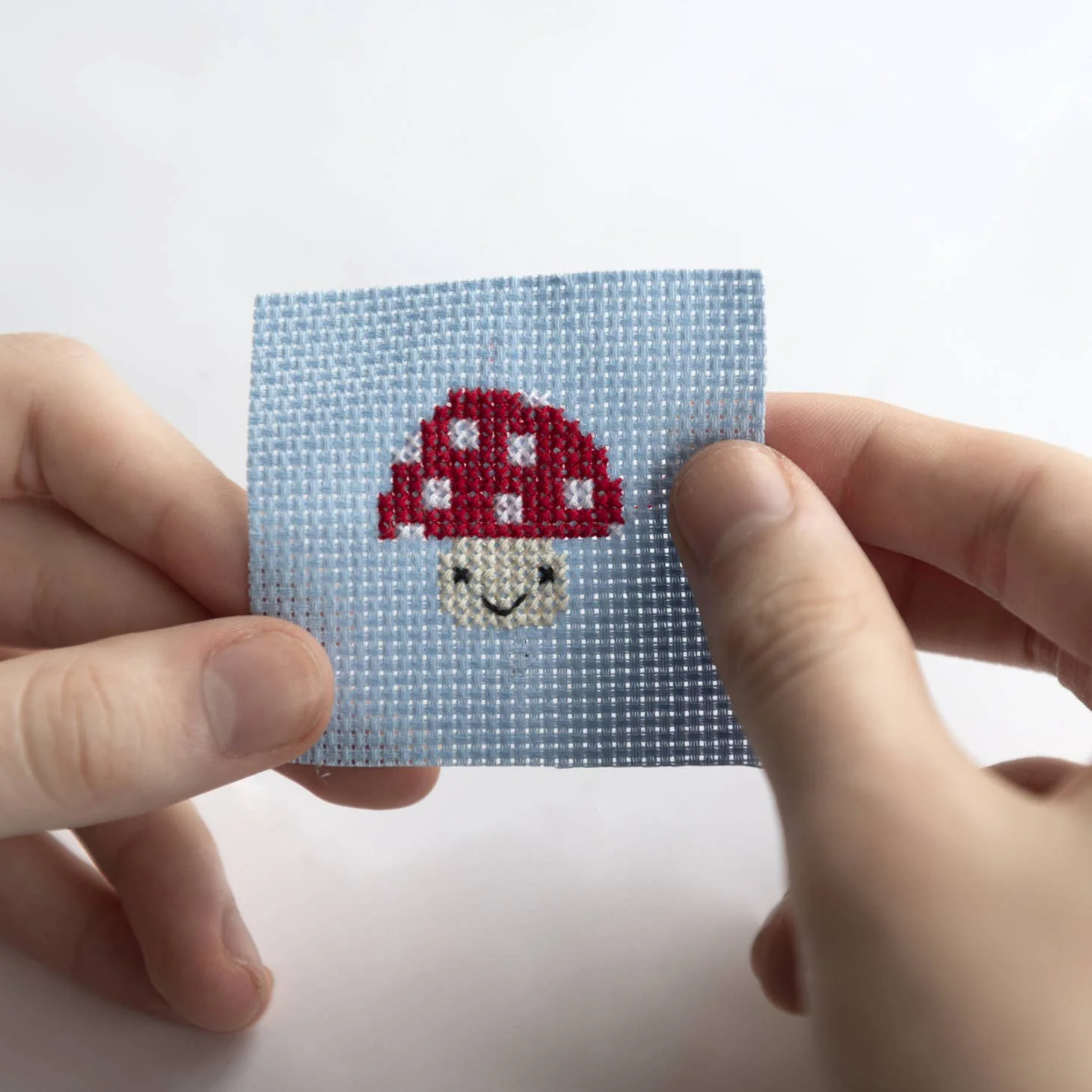 Kawaii Toadstool Mini Cross Stitch Kit in a Matchbox - Image 4