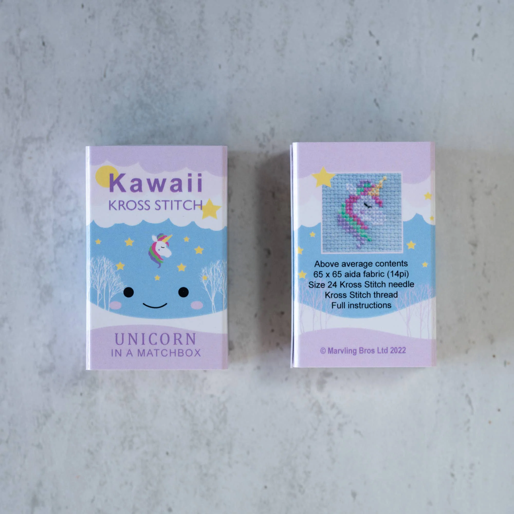 Kawaii Unicorn Mini Cross Stitch Kit in a Matchbox - Image 4