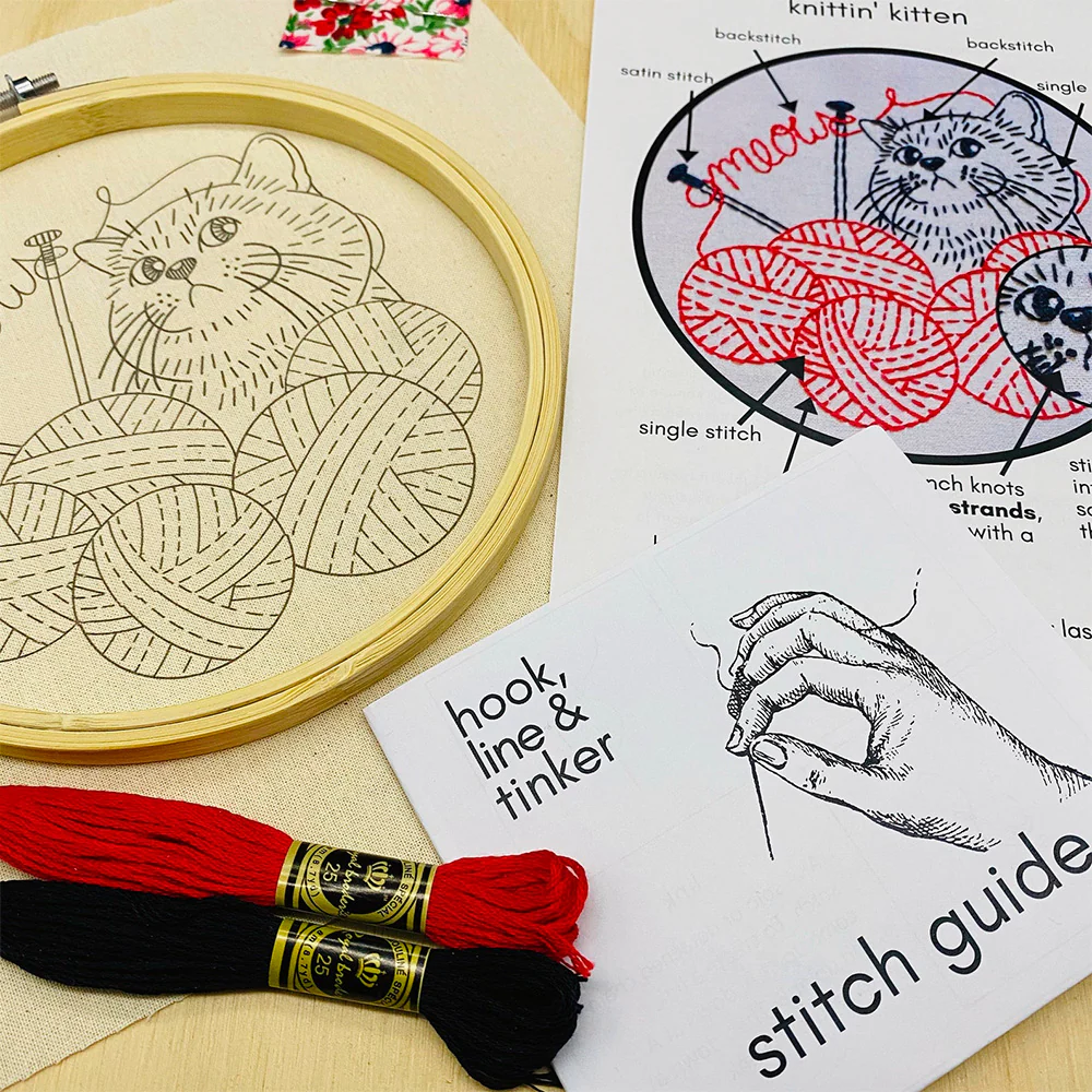 Knittin' Kitten Hand Embroidery Kit - Image 3