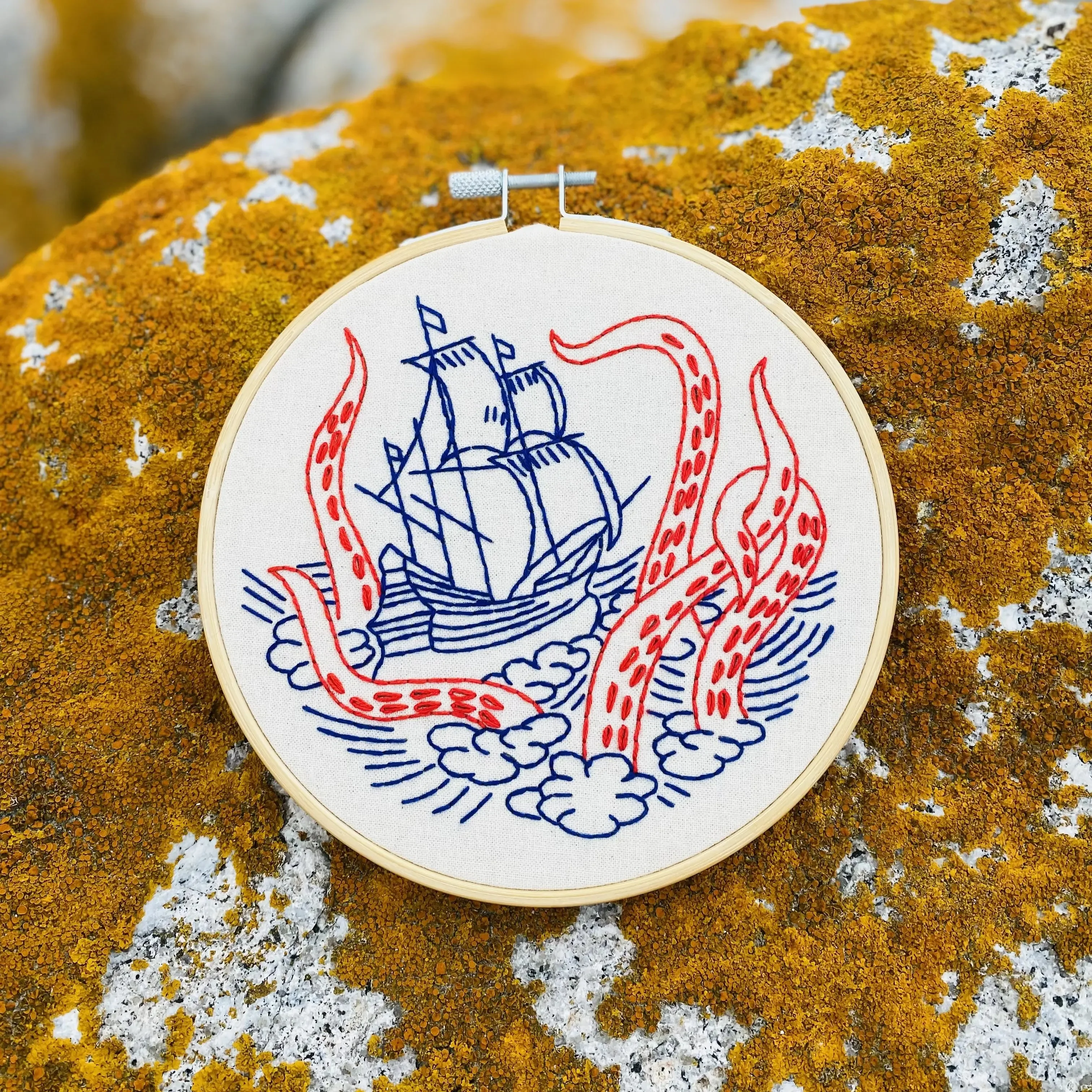 Kraken and Ship Hand Embroidery Kit - Image 3