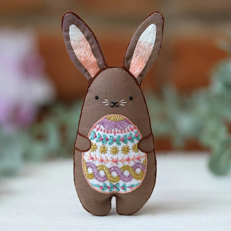 Hand Embroidered Plushie Doll Kit - Chocolate Bunny (Limited Edition)