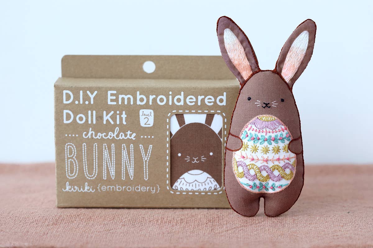 Hand Embroidered Plushie Doll Kit - Chocolate Bunny (Limited Edition) - Image 2