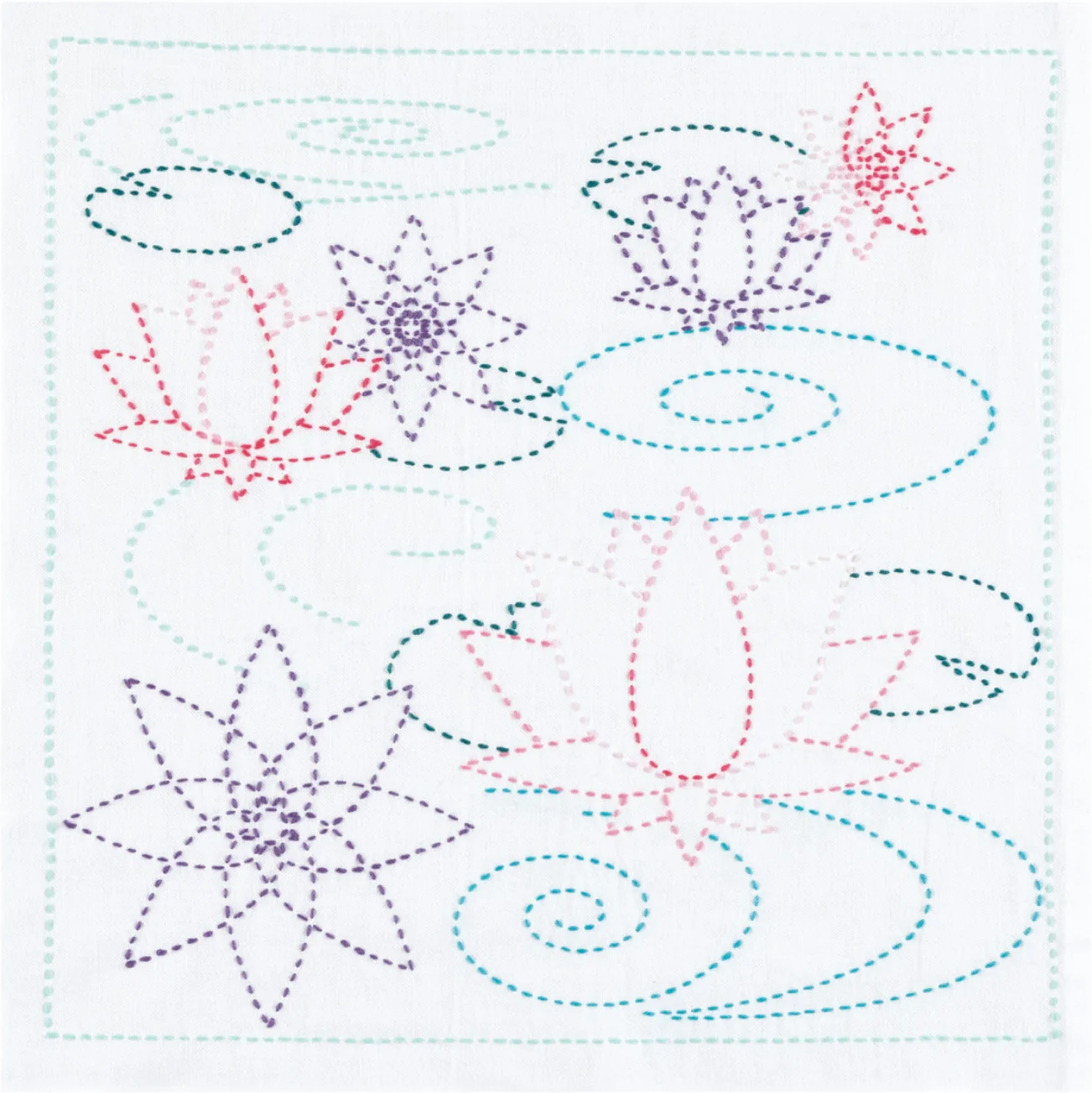 Lotus Flower Sashiko Embroidery Kit
