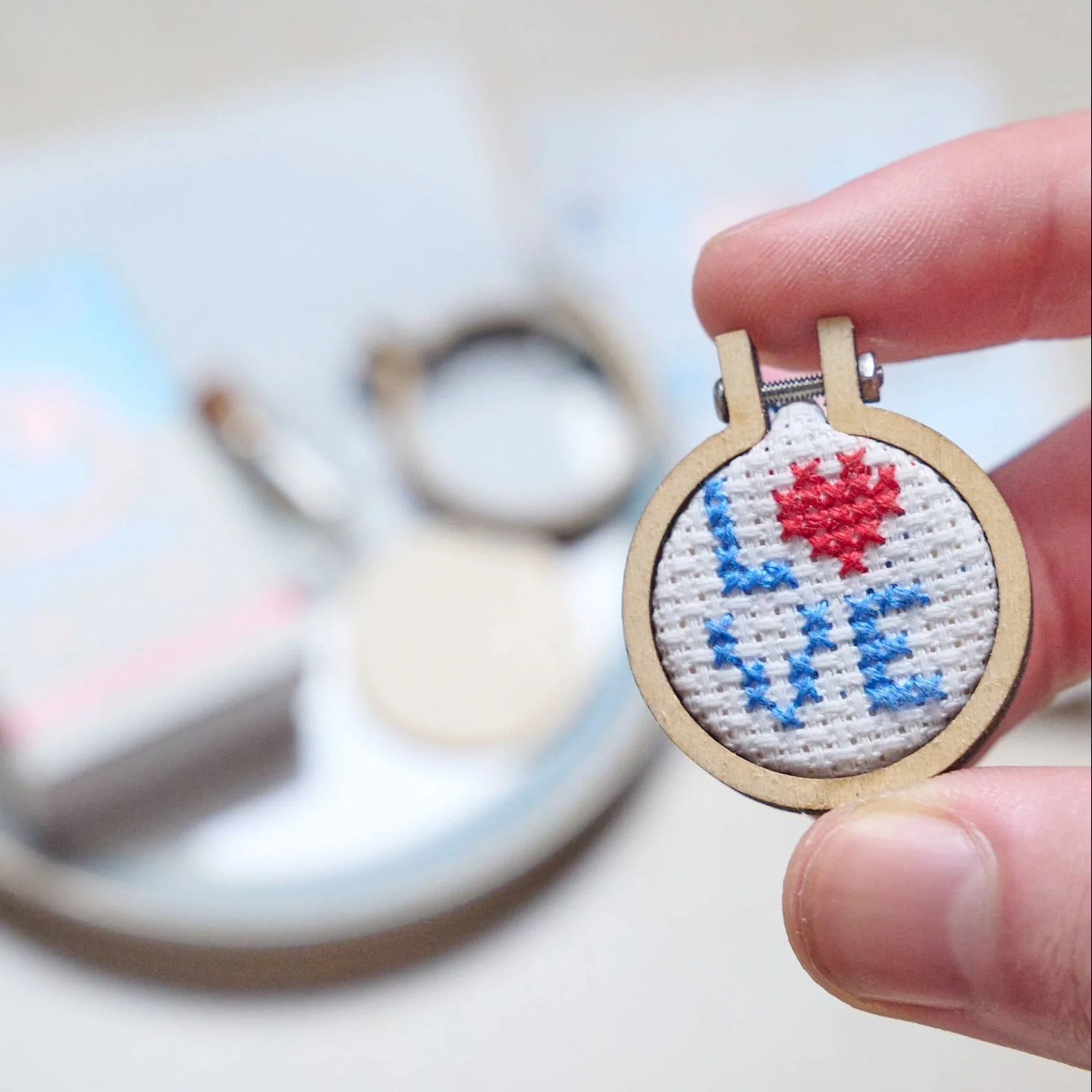 Love Letters Mini Hoop Cross Stitch in a Matchbox - Image 2