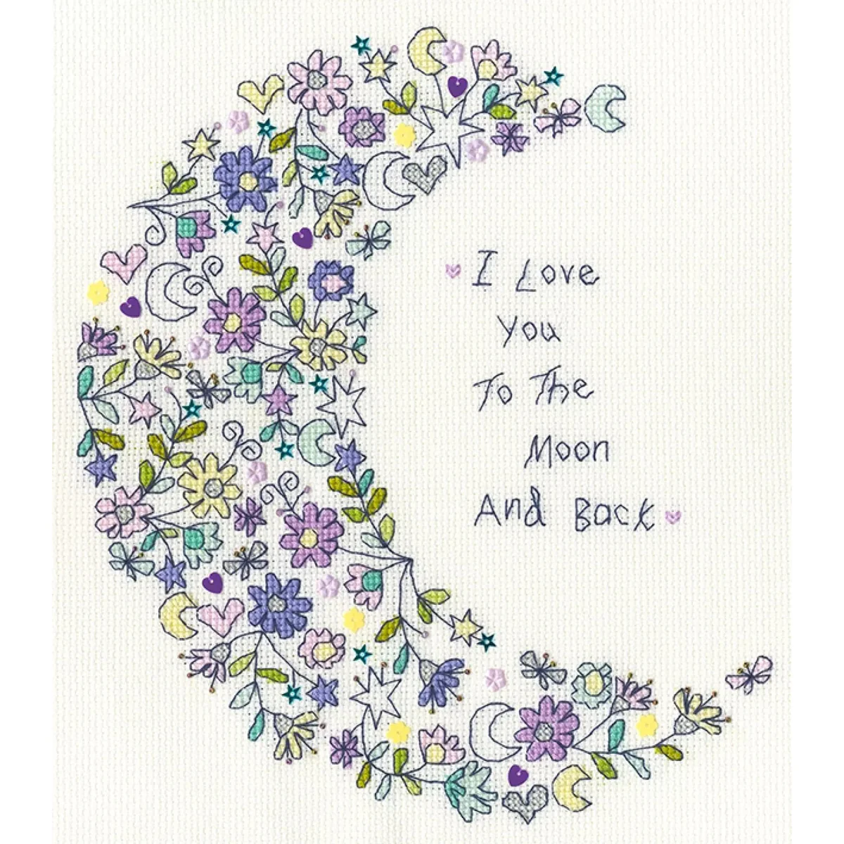 Love You To the Moon Cross Stitch Kit