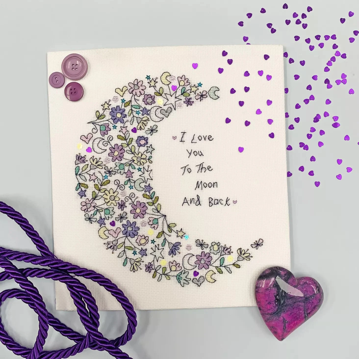 Love You To the Moon Cross Stitch Kit - Image 2