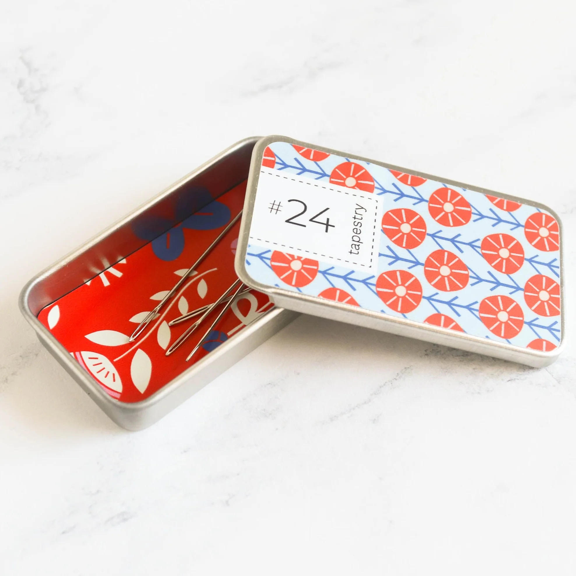 Magnetic Slide-Top Needle Tin With Needles