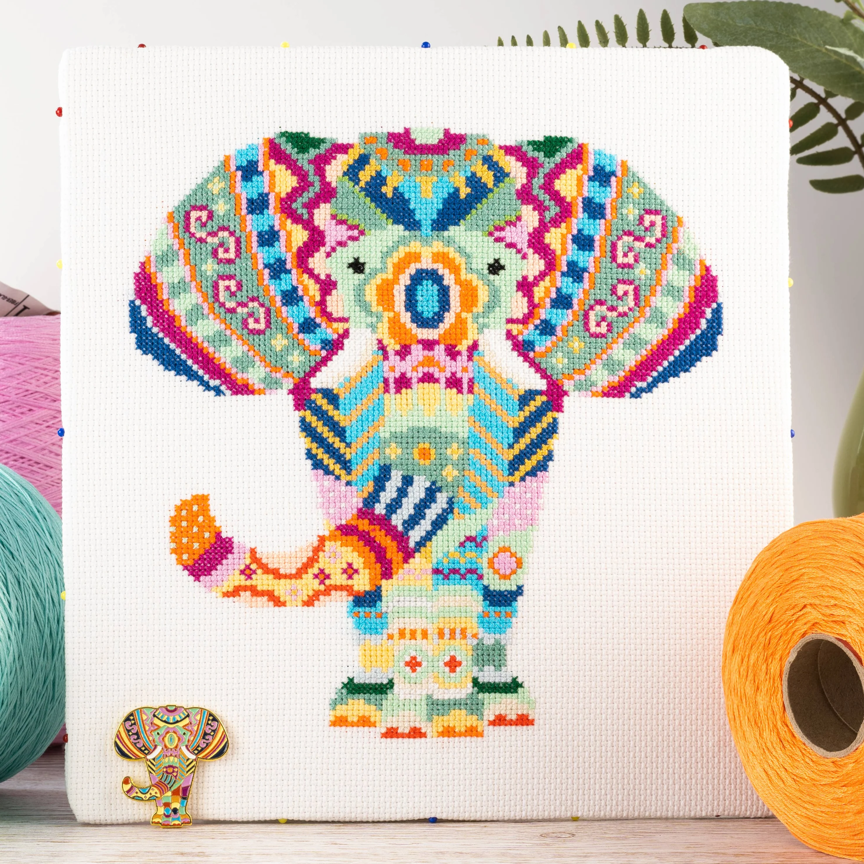 Mandala Elephant Cross Stitch Kit