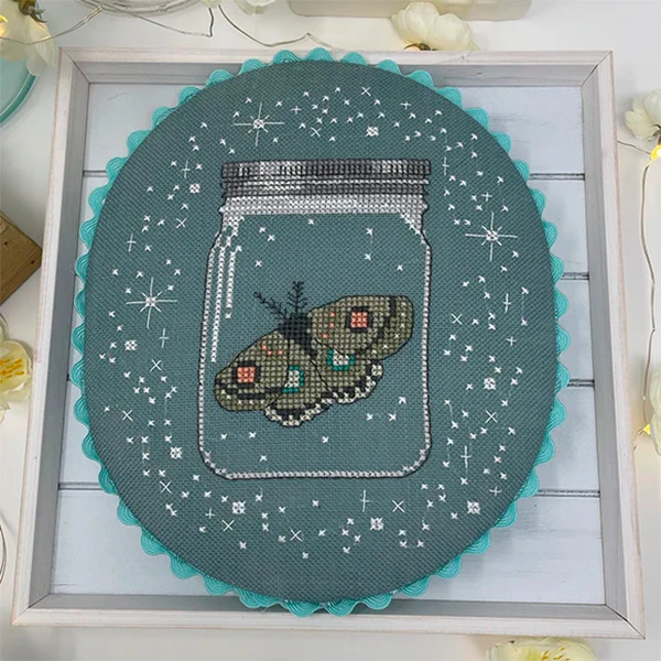 Mason Jar Moth Cross Stitch Pattern