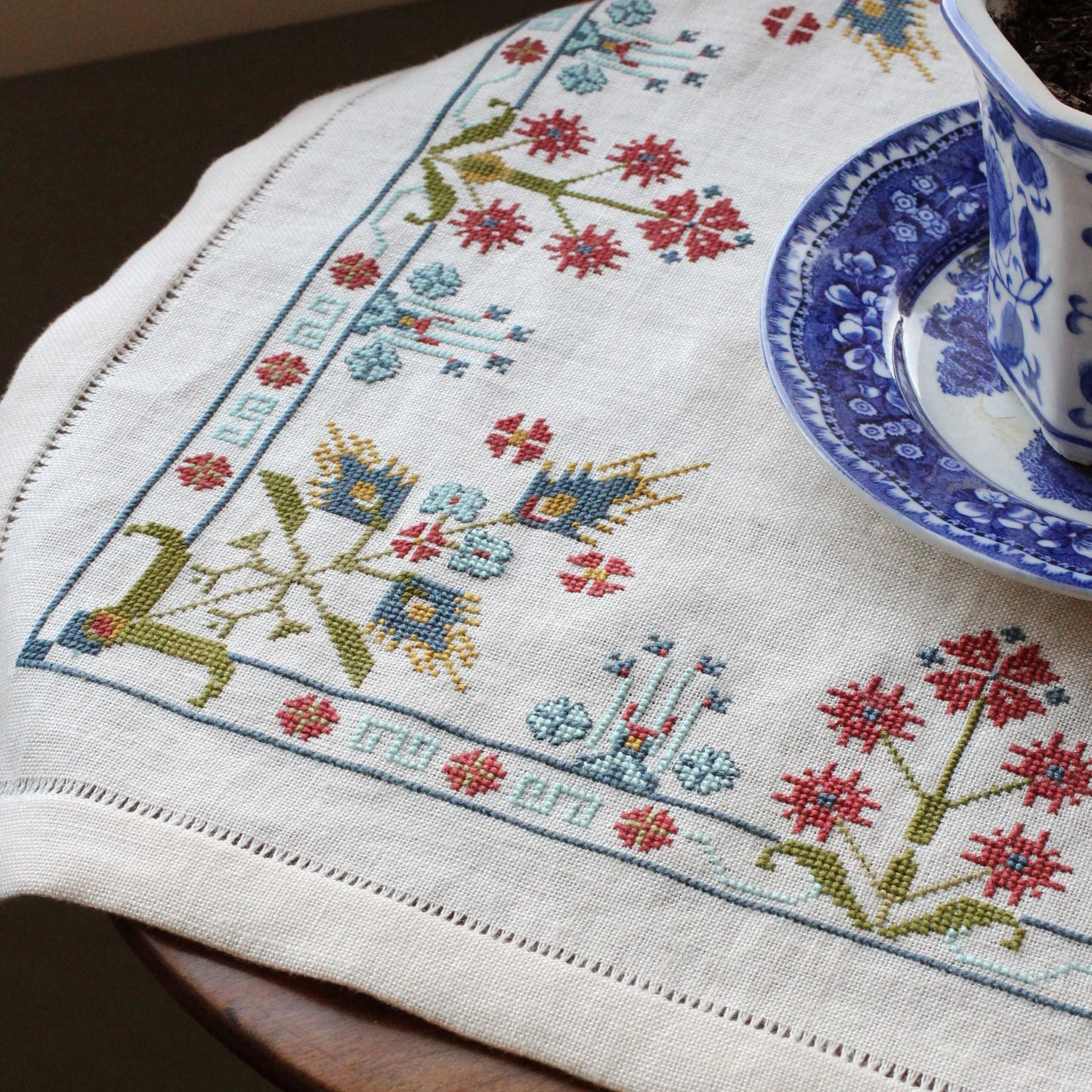 Mediterranean Folk Cross Stitch Kit - Blue Larkspur