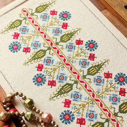 Mediterranean Folk Cross Stitch Kit - Delphian Cornflower
