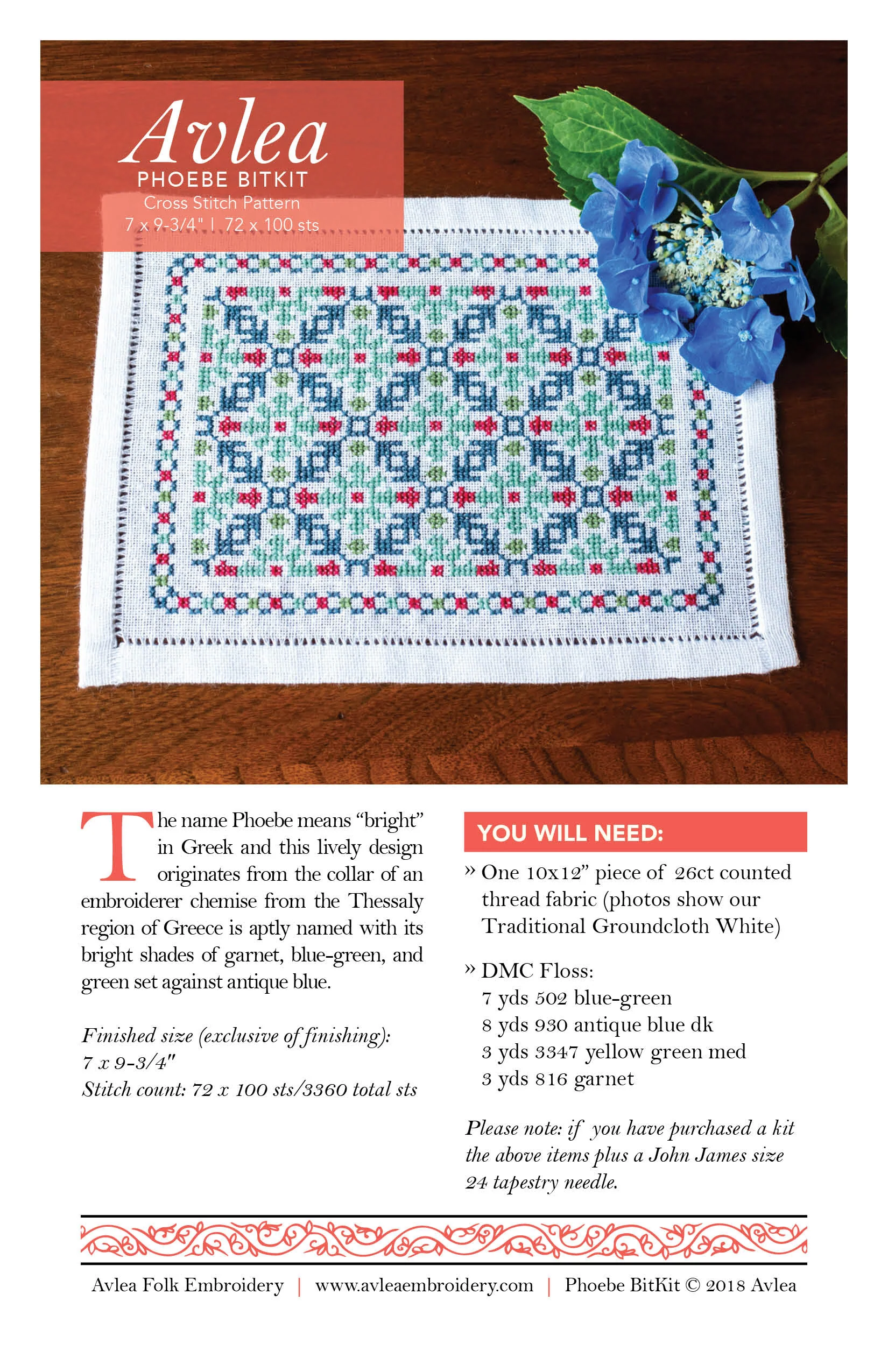 Mediterranean Folk Cross Stitch Kit - Phoebe - Image 4