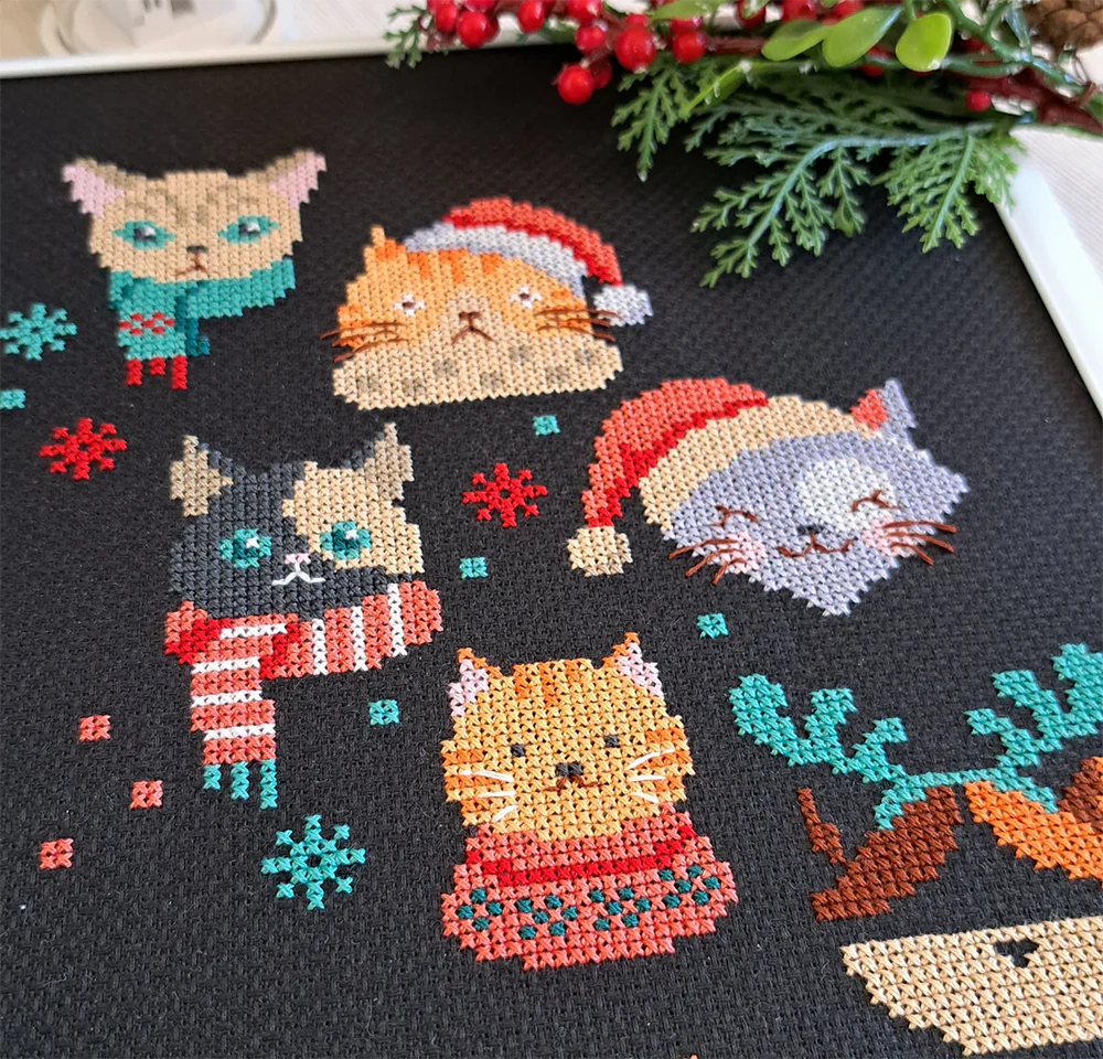 Meow-ry Christmas Cross Stitch Pattern - Image 2