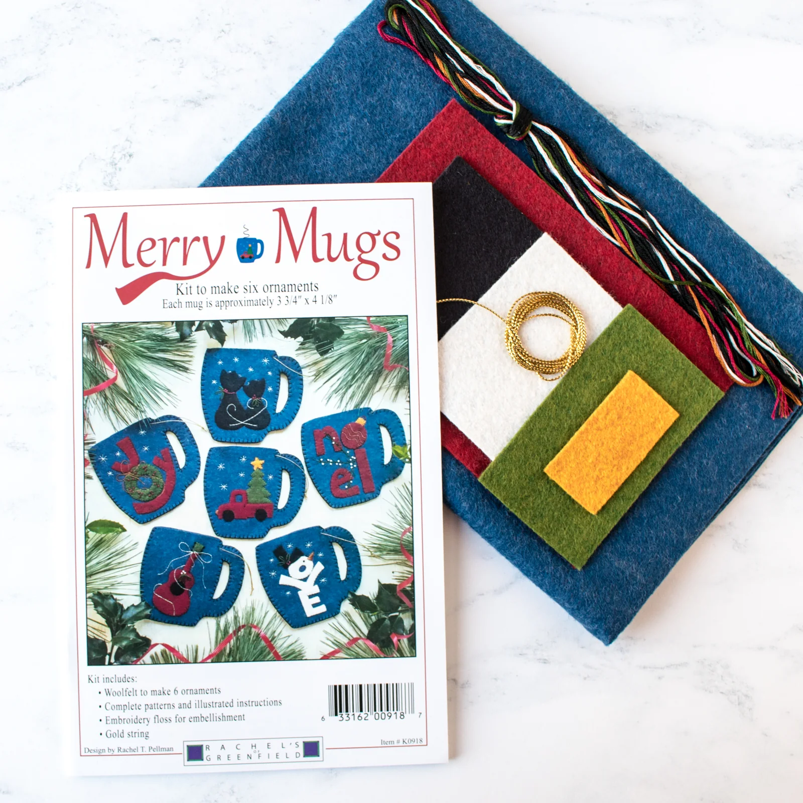 Merry Mugs Ornament Wool Felt Appliqué Kit - Image 3
