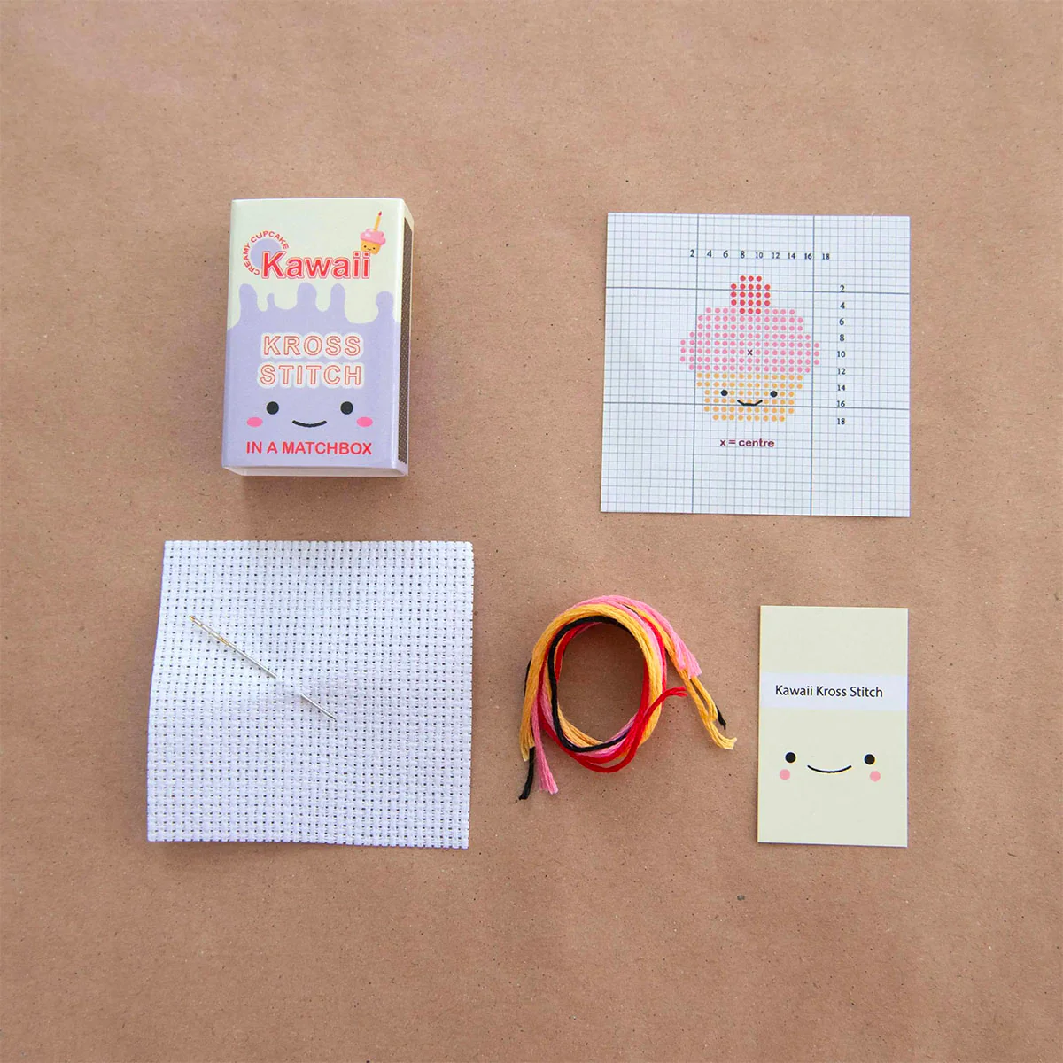 Mini Matchbox Cross Stitch Kit - Kawaii Cupcake - Image 4