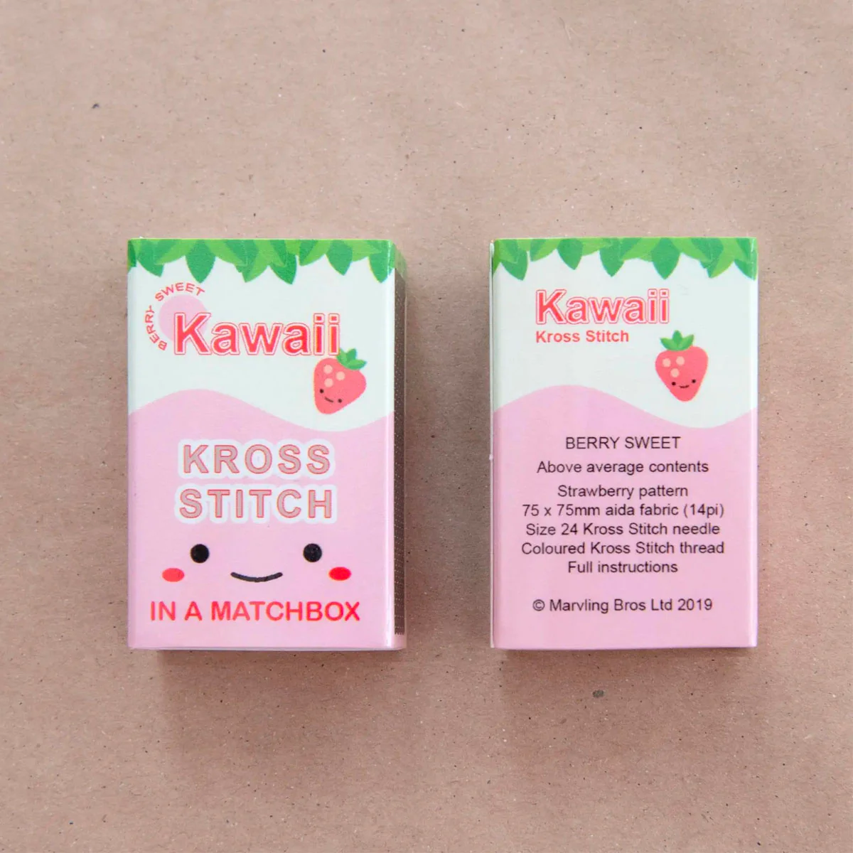 Mini Matchbox Cross Stitch Kit - Kawaii Strawberry - Image 5