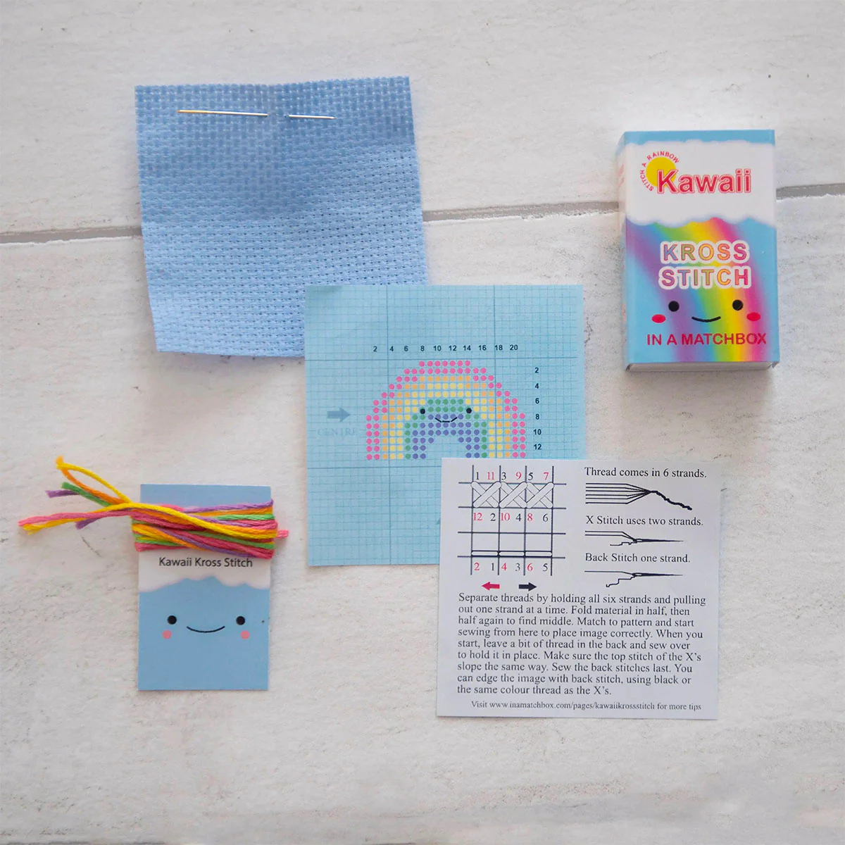 Mini Matchbox Cross Stitch Kit - Rainbow - Image 3