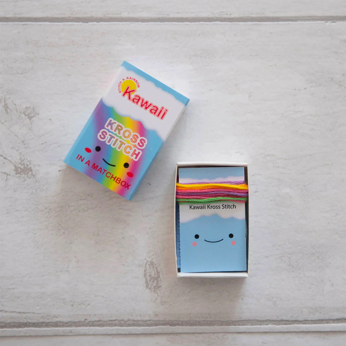 Mini Matchbox Cross Stitch Kit - Rainbow Heart - Image 6