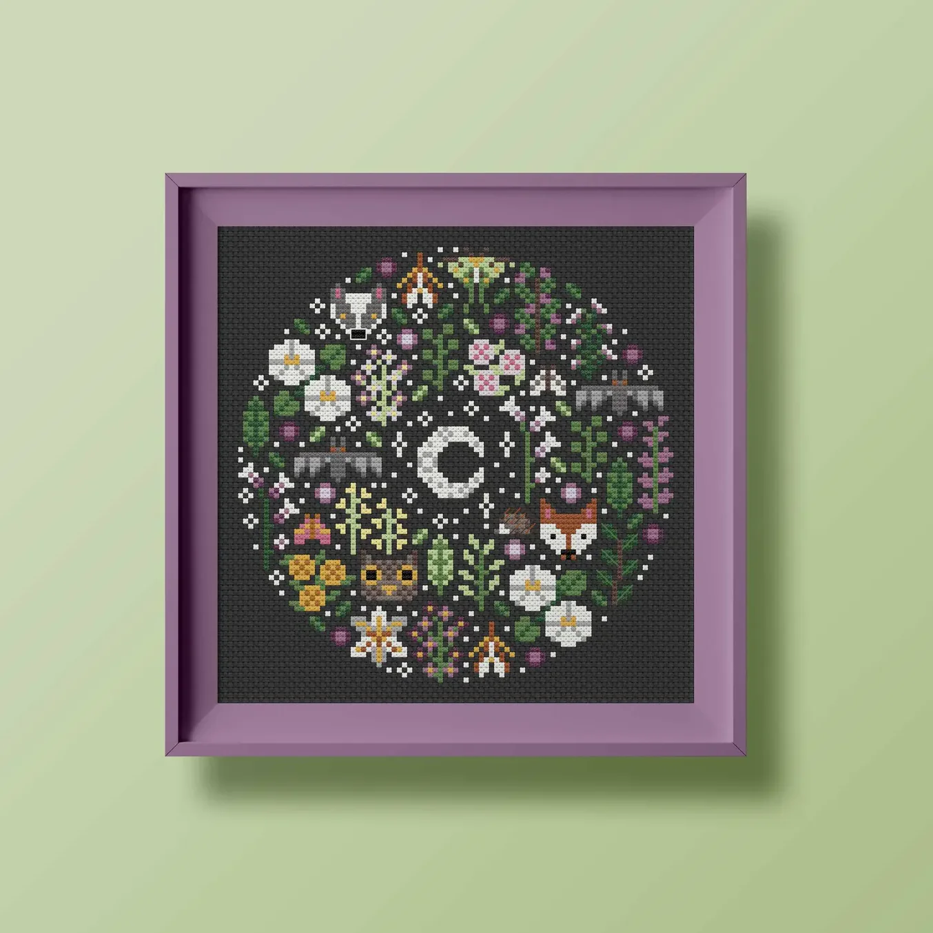 Mini Night Garden Cross Stitch Pattern - Image 2