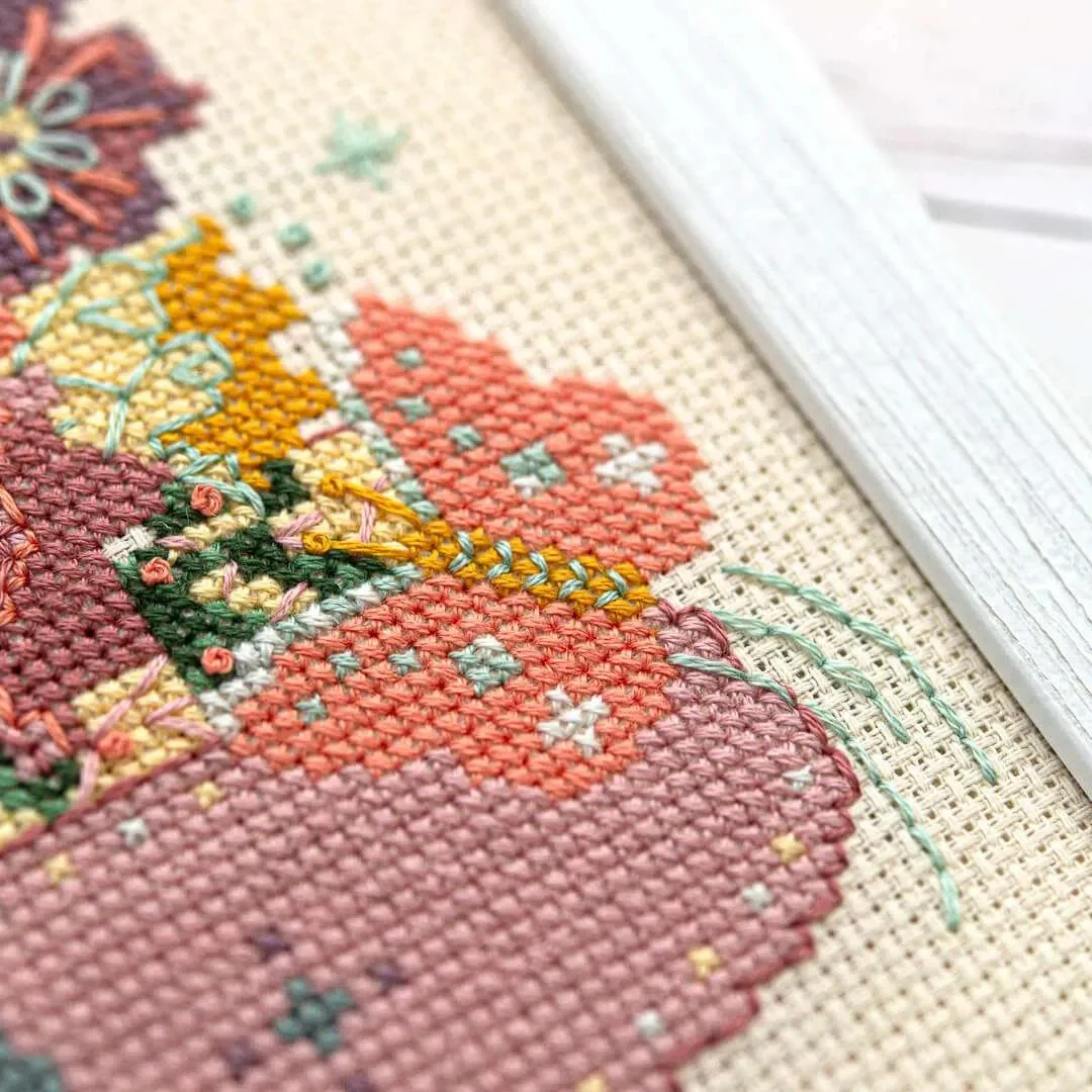 Modern Baby Sampler Cross Stitch Pattern - Bouquet and Butterflies - Image 4