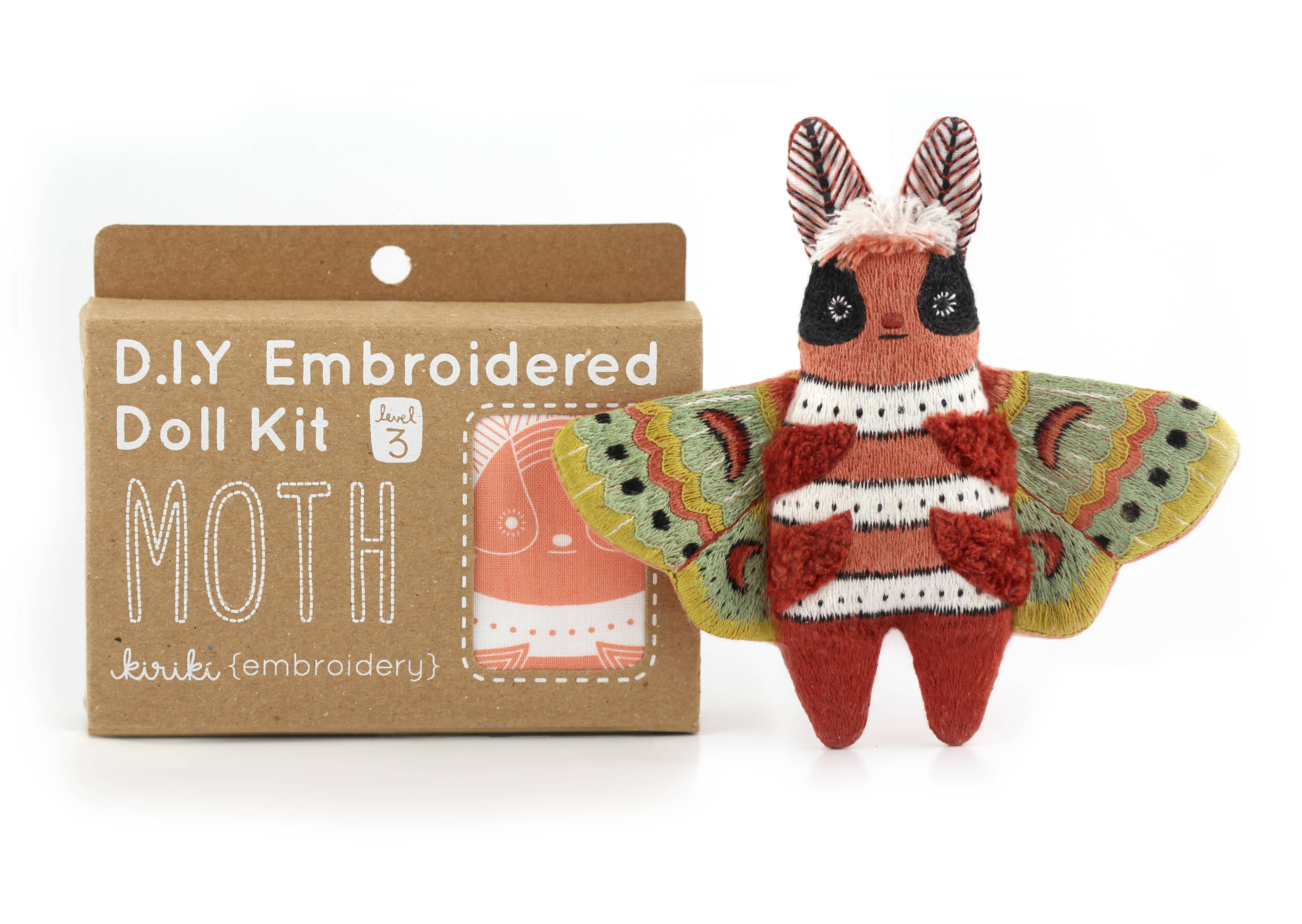 Hand Embroidered Plushie Doll Kit - Moth - Image 3