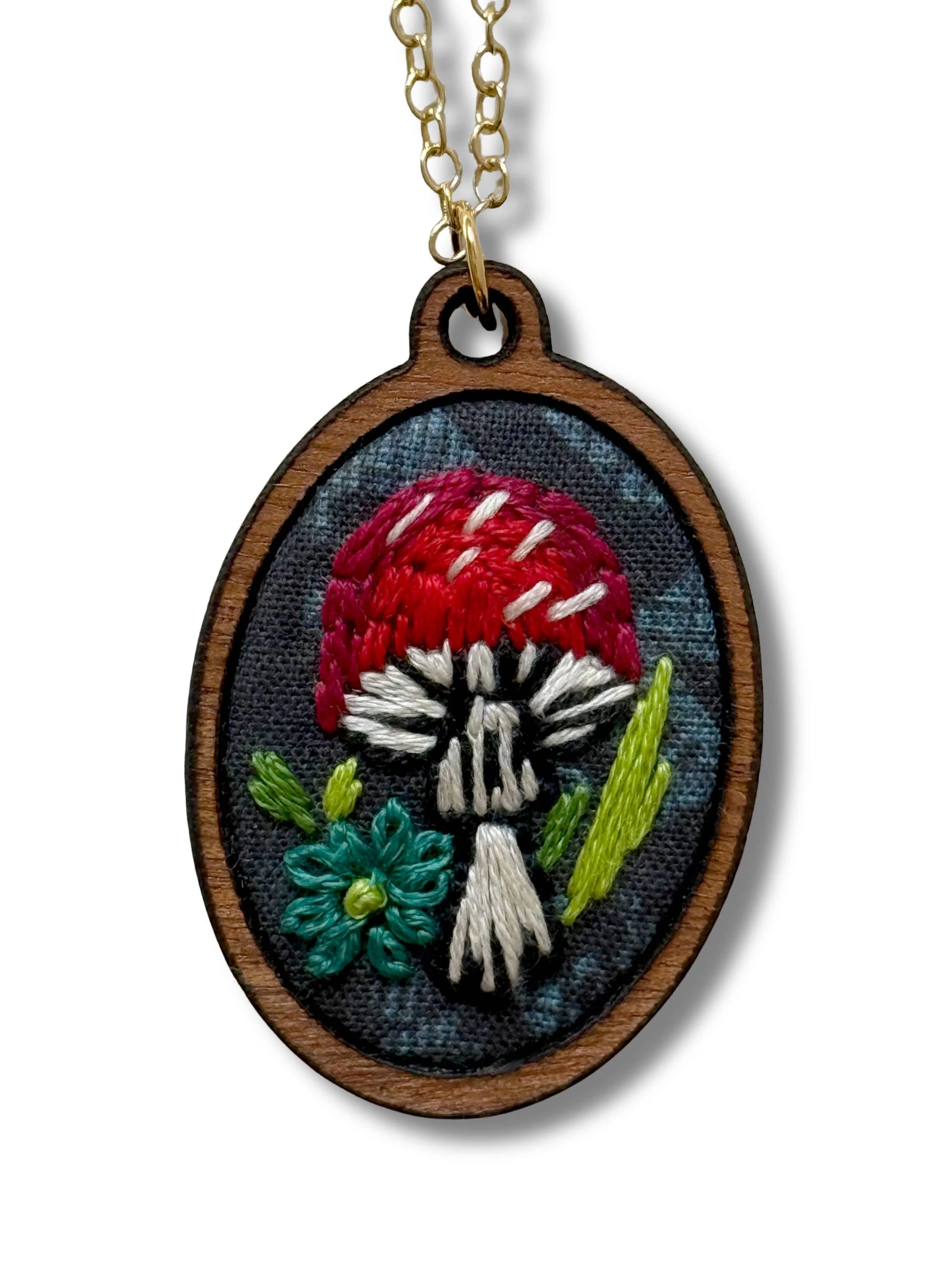 Hand Embroidery Necklace Kit - Mushroom - Image 4